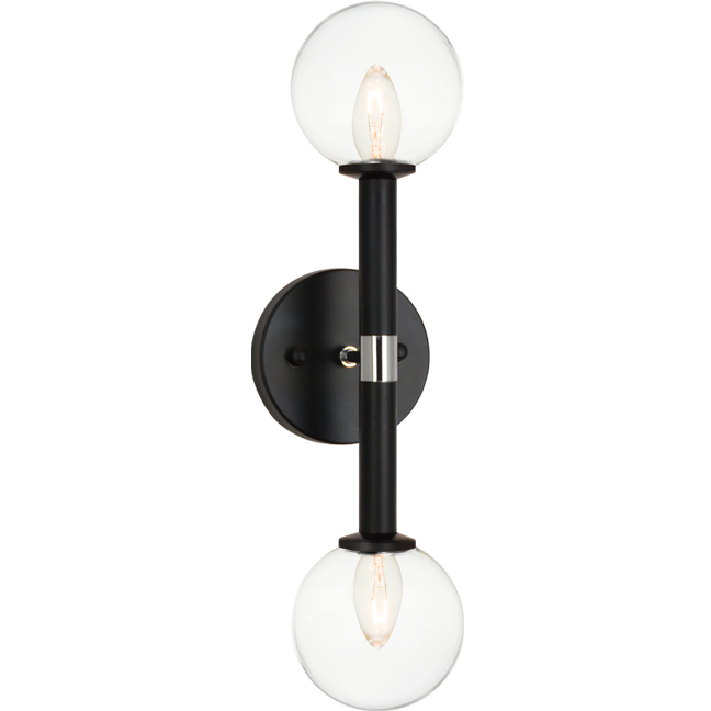 Stellar 2 Light 4.75 inch Black Wall Sconce Wall Light in Black and Clear