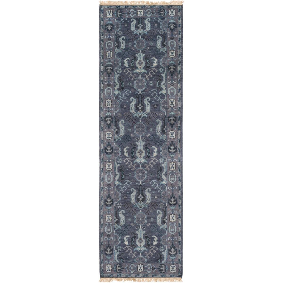 Douglas 96 X 30 inch Navy/Dark Purple/Aqua/Pale Blue Rugs, Wool