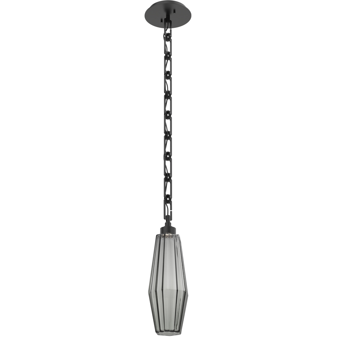 Aalto LED 6 inch Matte Black Pendant Ceiling Light in 3000K LED, Smoke, Rectangular Chain