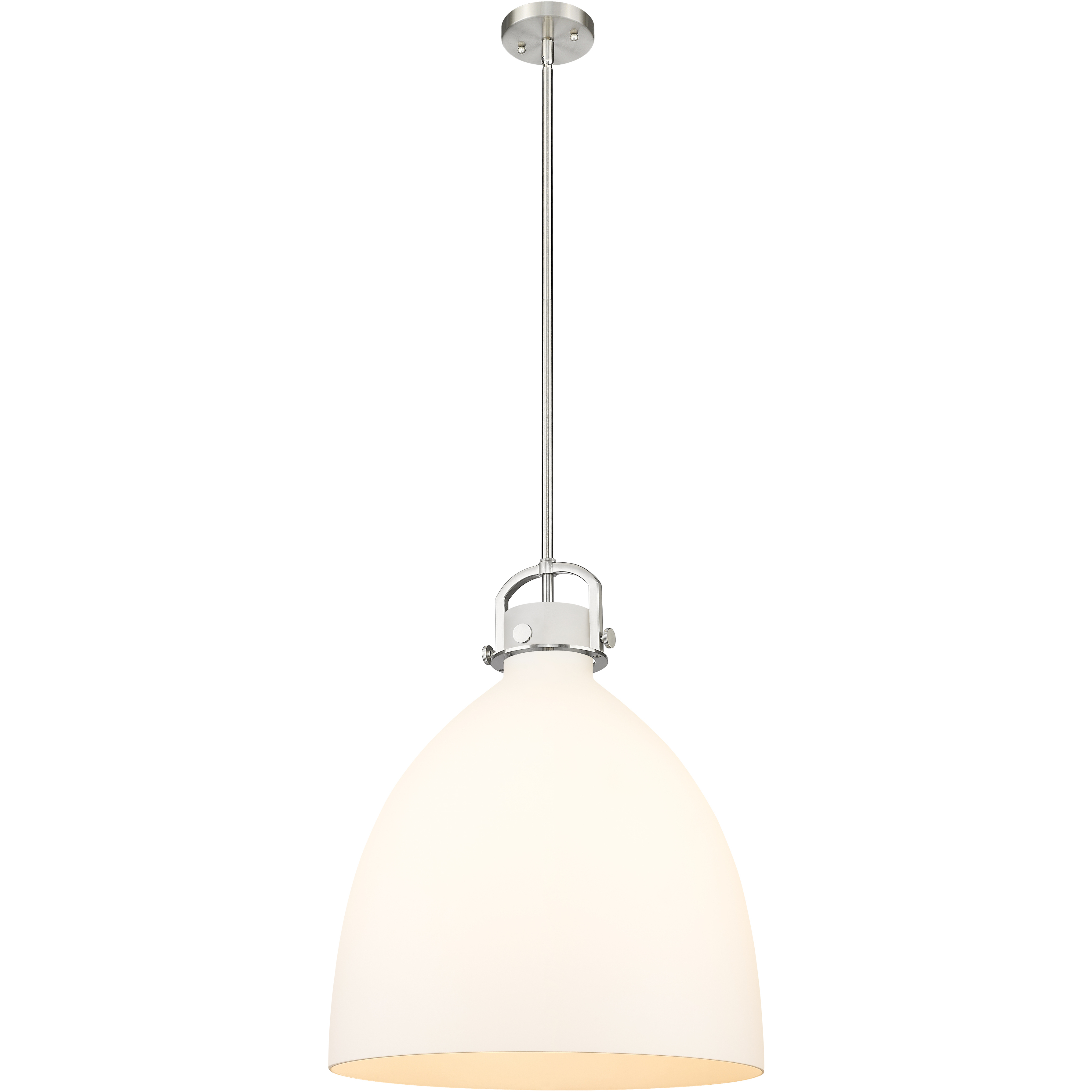 Newton Bell 1 Light 18 inch Satin Nickel Pendant Ceiling Light in Matte White Glass