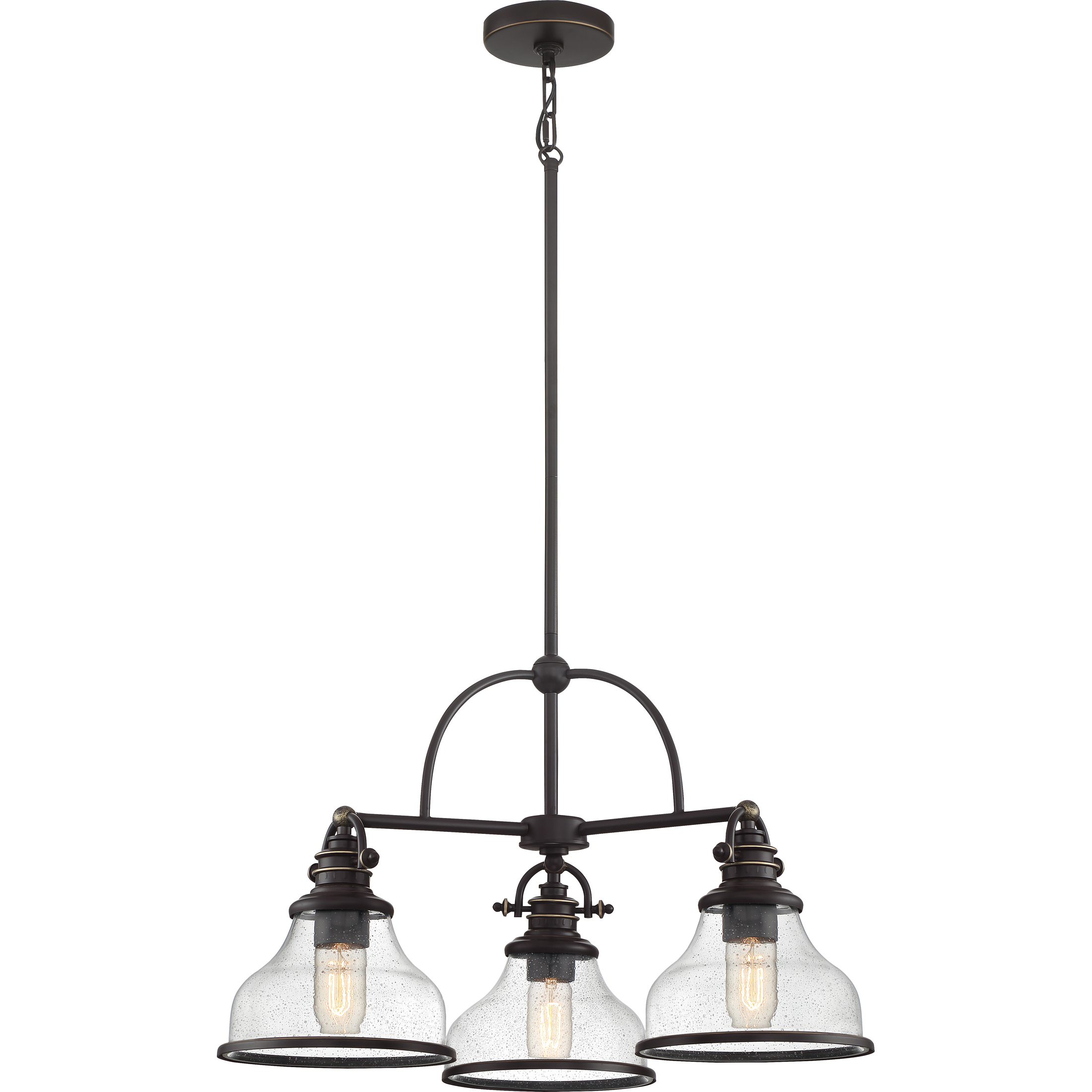 Grant 3 Light 24 inch Palladian Bronze Dinette Chandelier Ceiling Light in Clear Seedy Glass