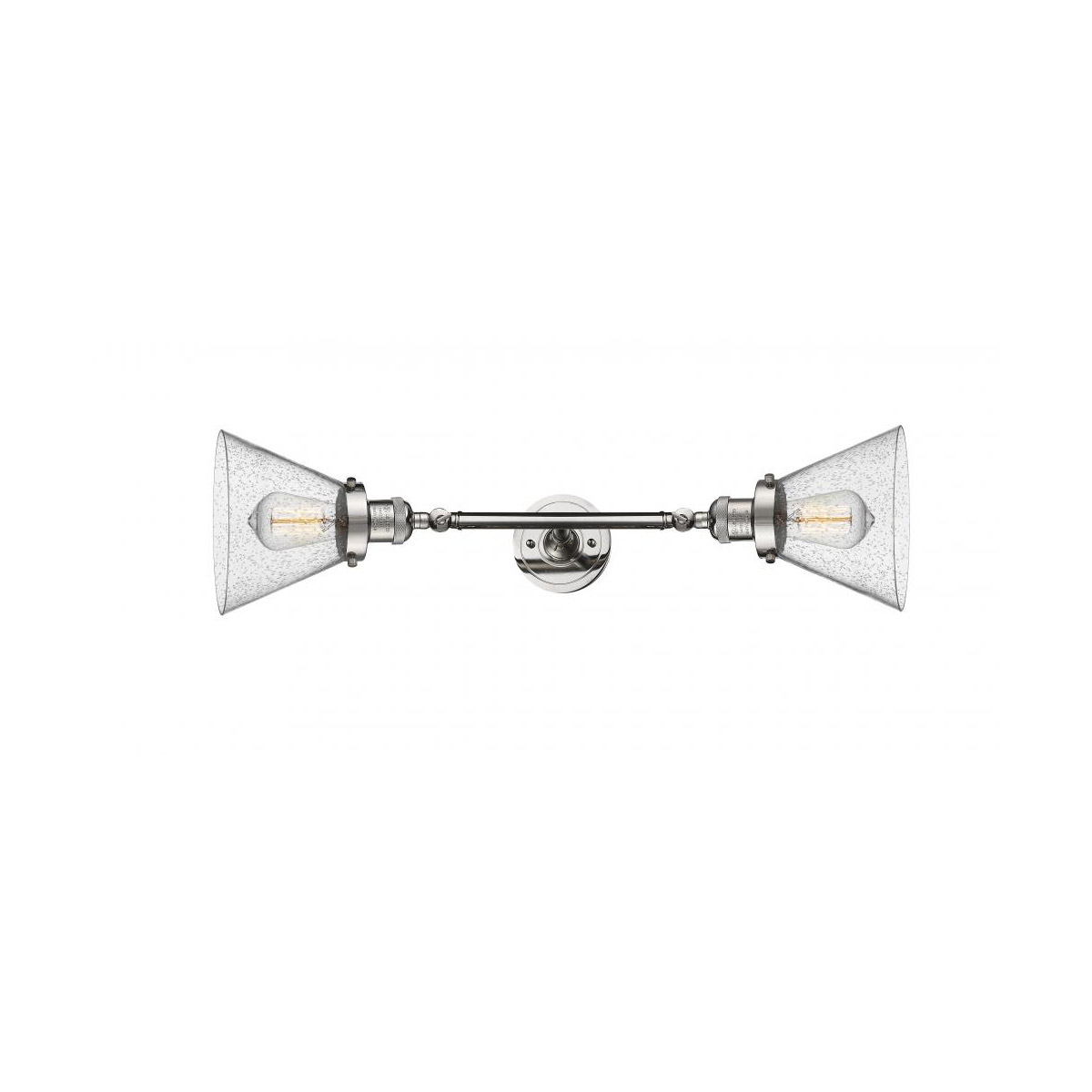 Franklin Restoration Large Cone LED 8 inch Polished Nickel Bath Vanity Light Wall Light in Seedy Glass, Franklin Restoration