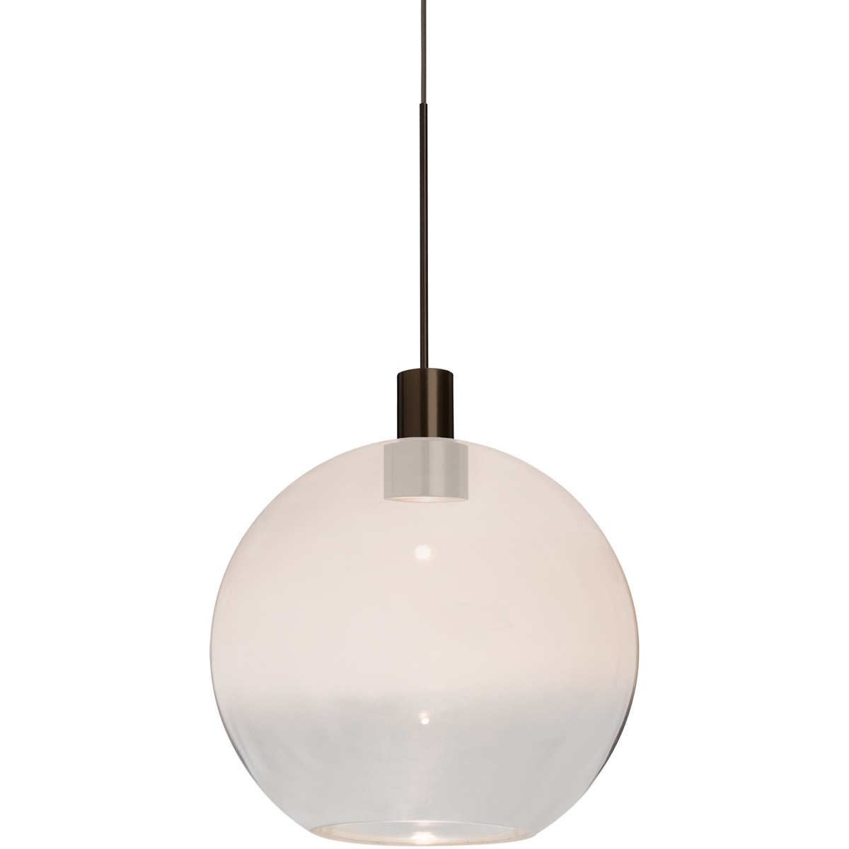 Newton 1 Light Bronze Pendant Ceiling Light in Milky White/Clear Glass