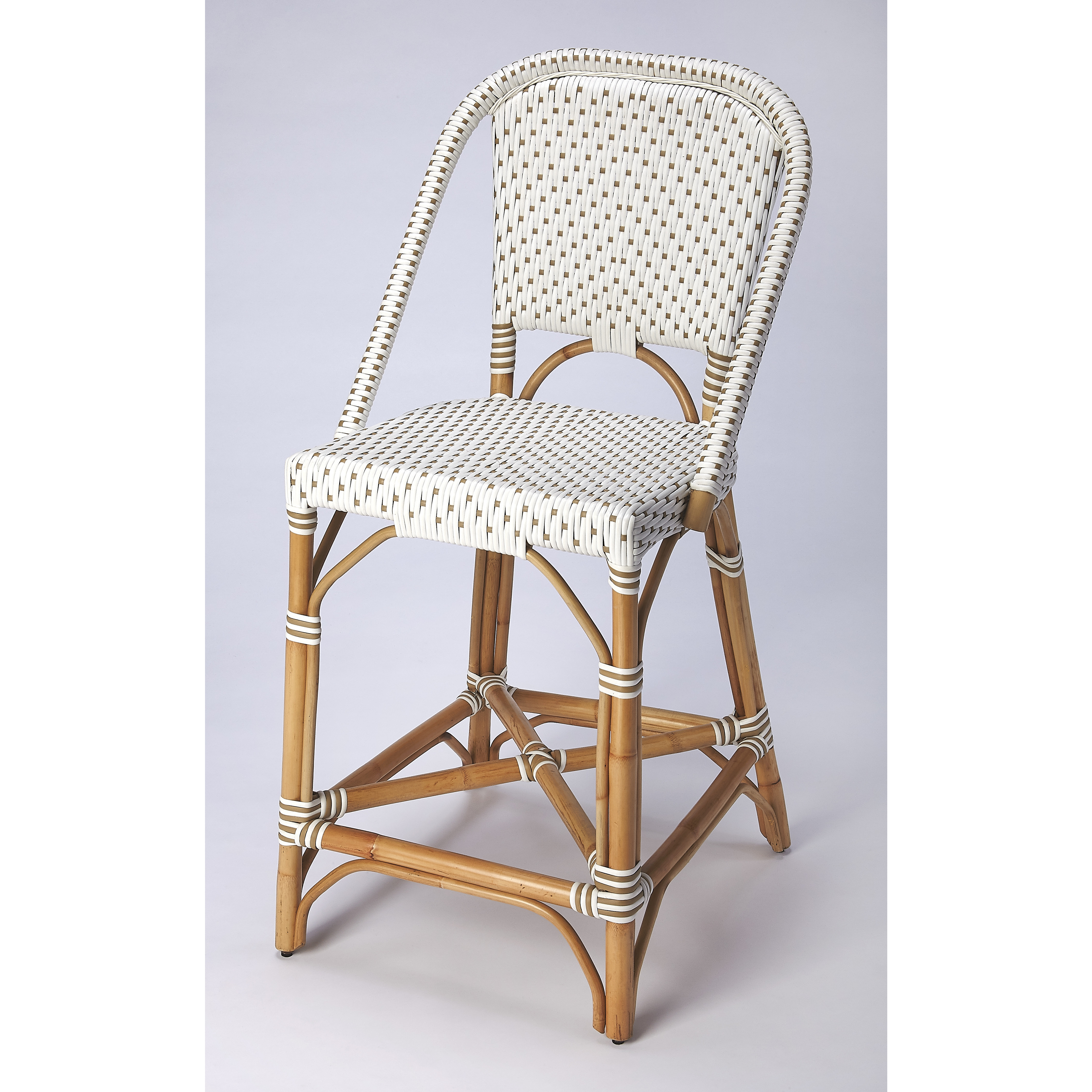 Designer'S Edge Solstice White &  Tan Rattan 41 inch Barstool