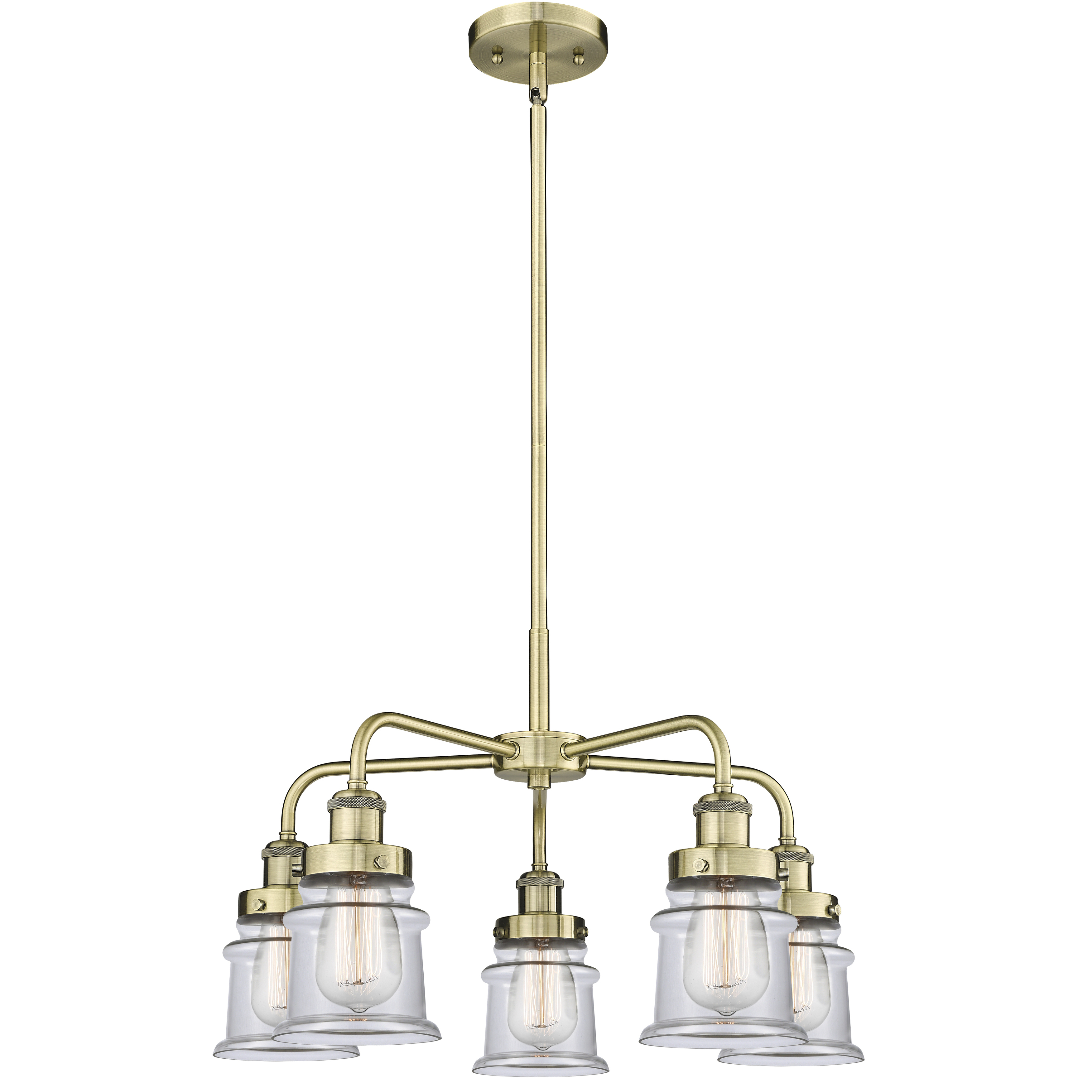 Canton 5 Light 23.25 inch Antique Brass Chandelier Ceiling Light in Clear Glass