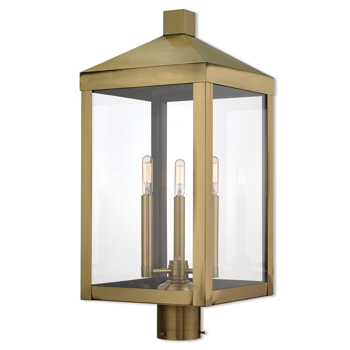 Nyack 3 Light 24 inch Antique Brass Large Outdoor Post Top Lantern
