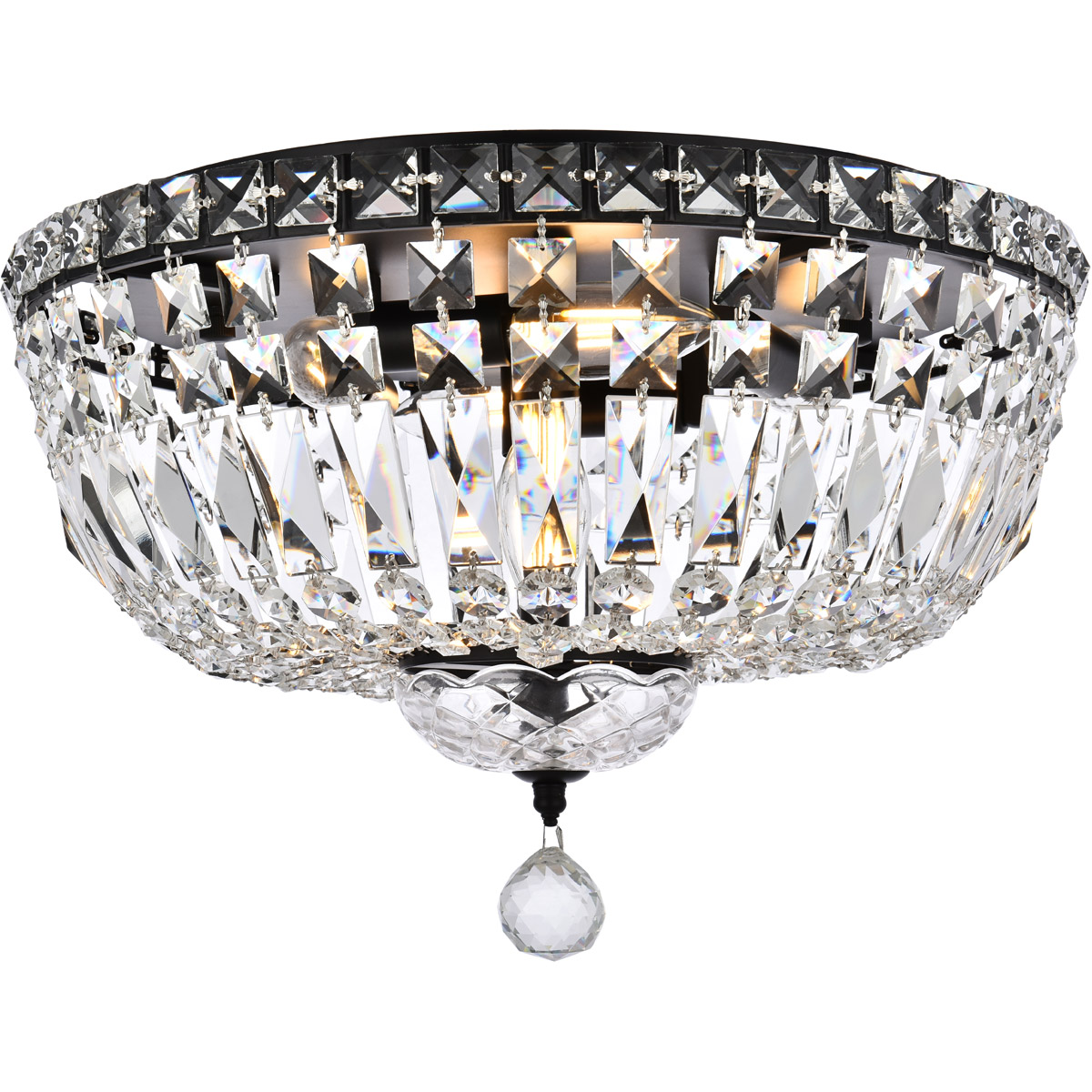 Tranquil 6 Light 16 inch Black and Clear Flush Mount Ceiling Light in Royal Cut