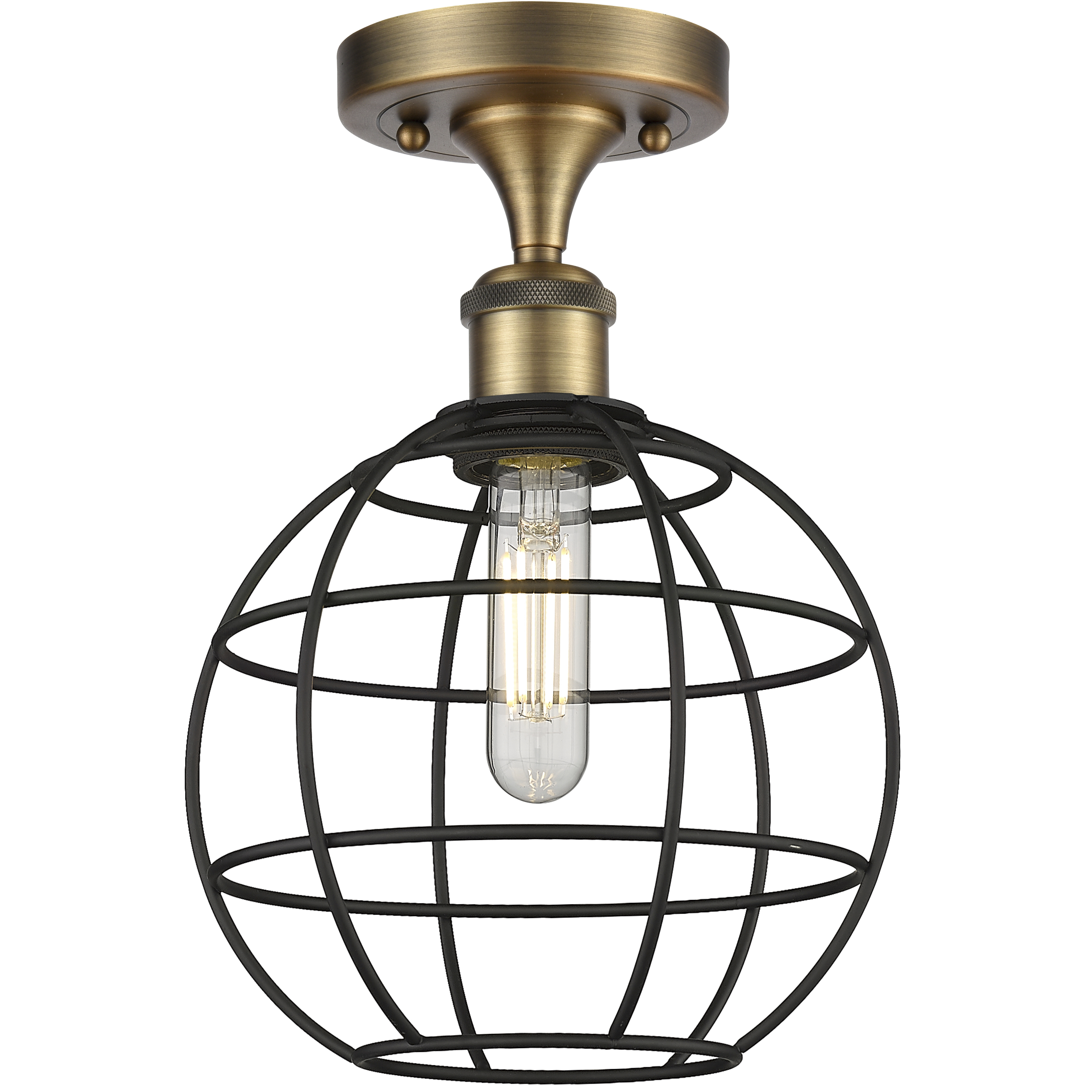 Lake Placid 1 Light 8 inch Brushed Brass Semi-Flush Mount Ceiling Light
