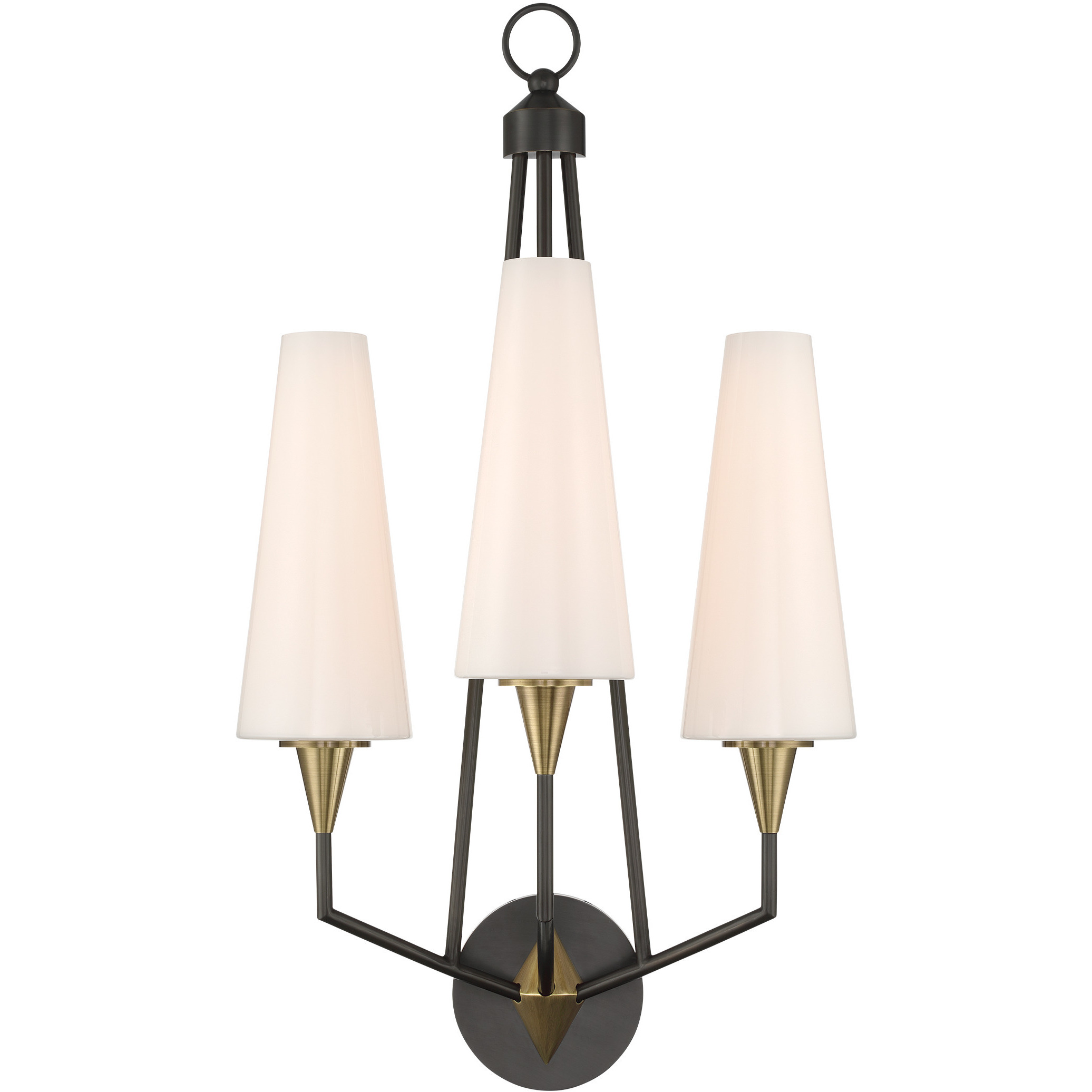 Hennin 3 Light 18 inch Polished Antique Brass Wall Sconce Wall Light
