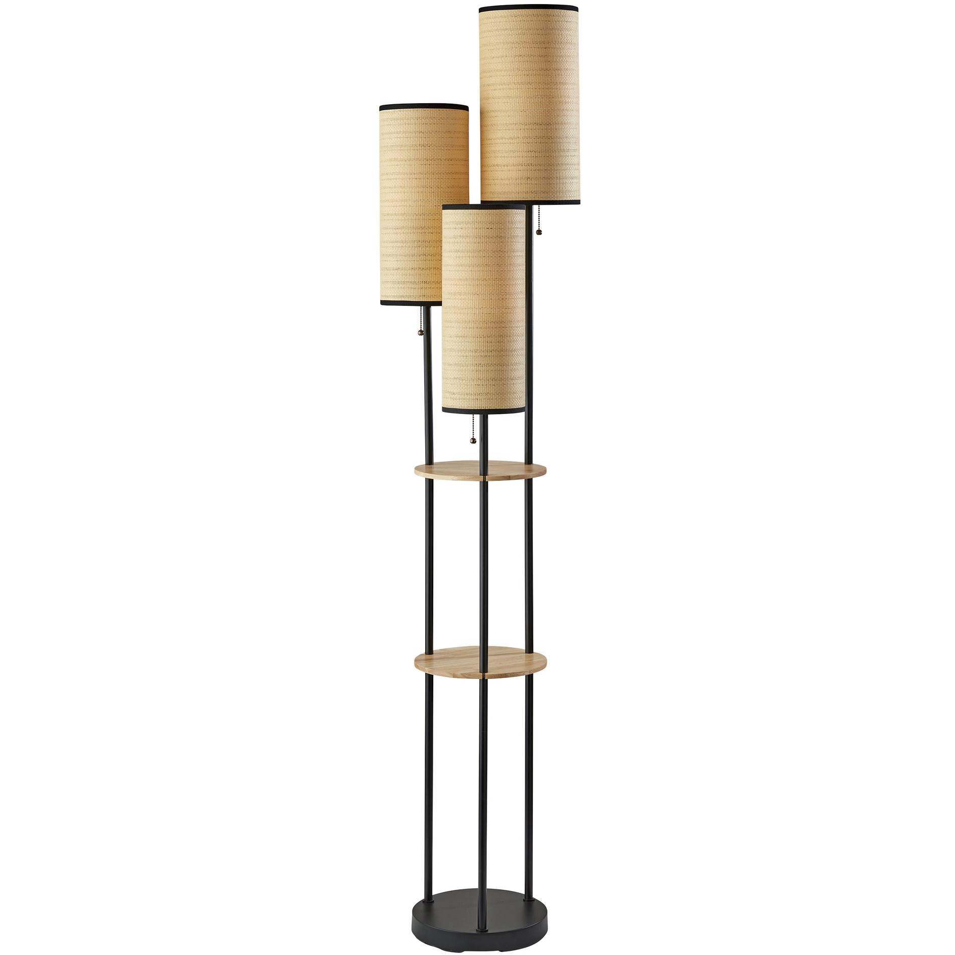 Trio 68.5 inch 40.00 watt Black with Natural Wood Floor Lamp Portable Light