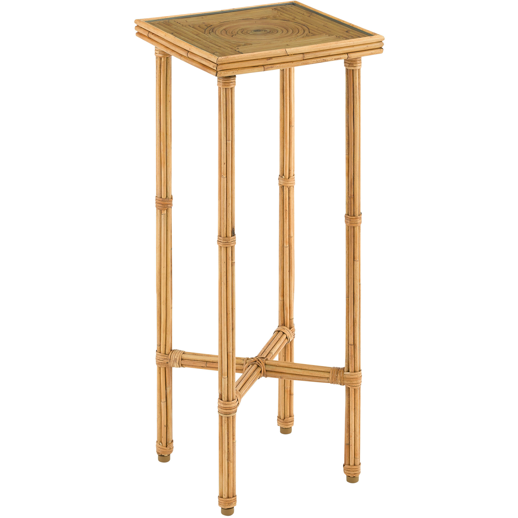 Silang 23.75 X 9.75 inch Natural Rattan and Clear Drinks Table