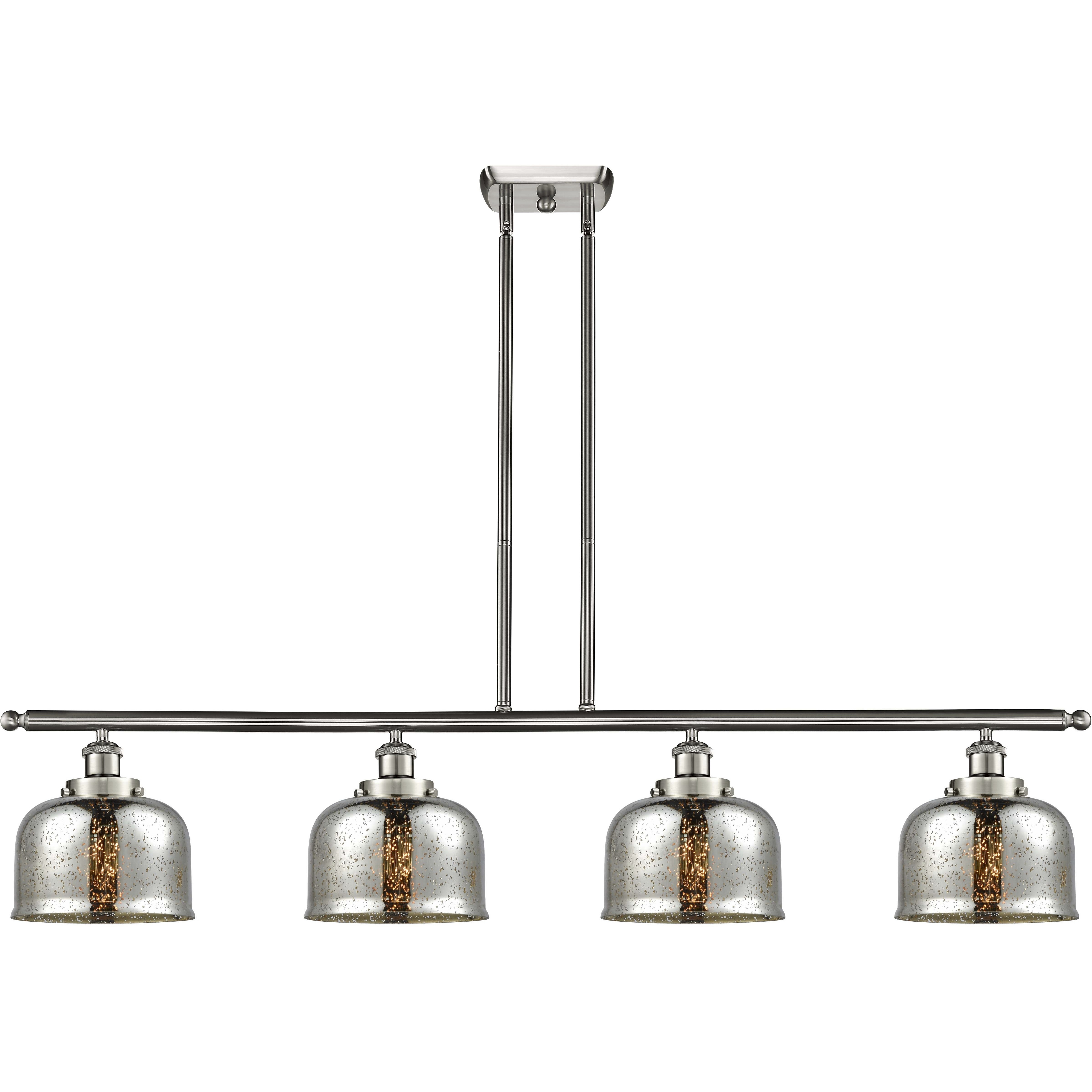 Ballston Urban Bell LED 48 inch Brushed Satin Nickel Island Light Ceiling Light in Silver Plated Mercury Glass