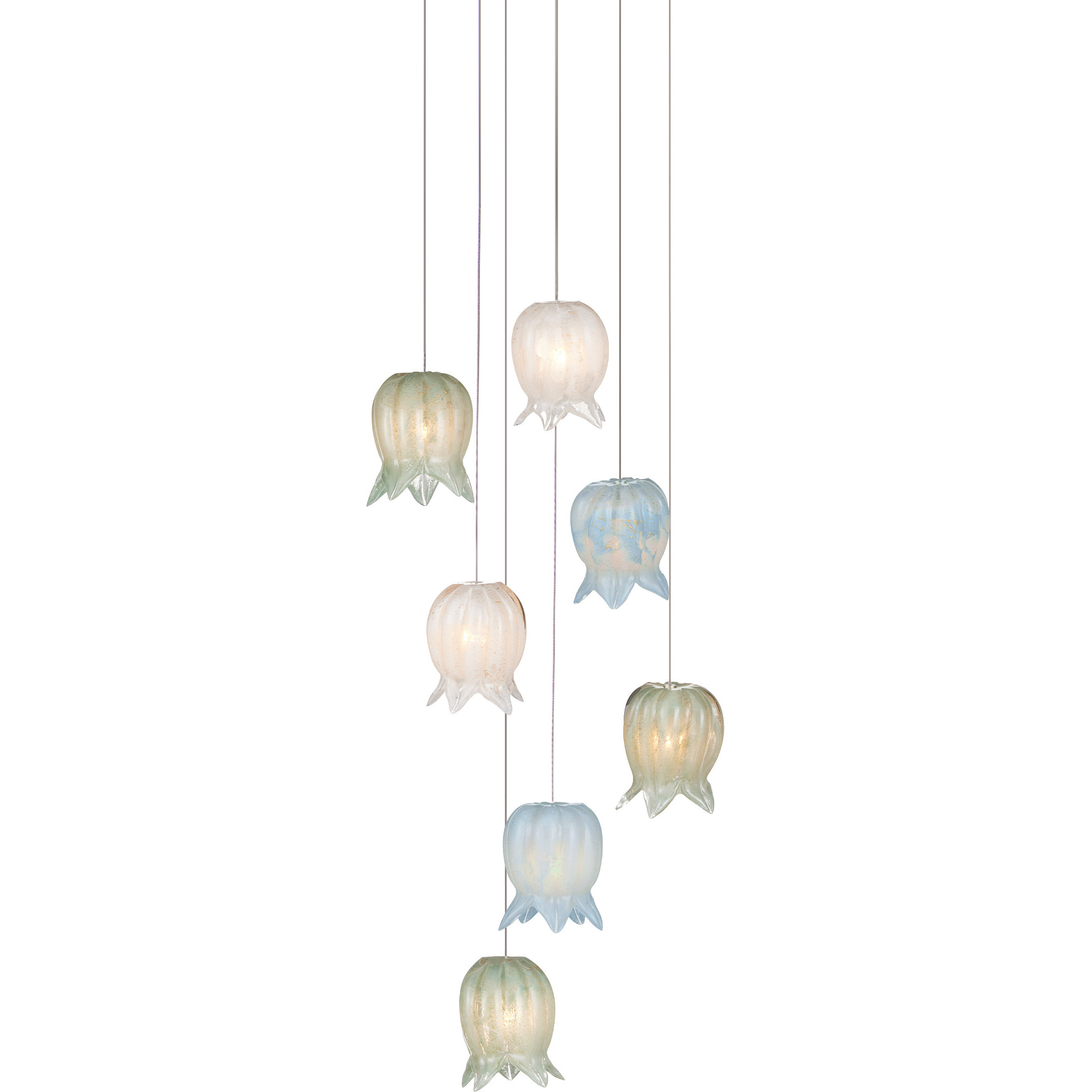 Polpo 7 Light 13 inch Silver Multi-Drop Pendant Ceiling Light