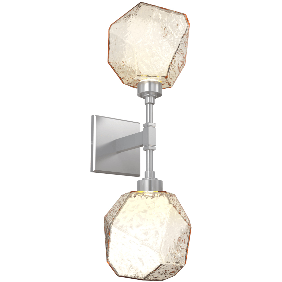 Gem LED 6.5 inch Classic Silver Indoor Sconce Wall Light in 3000K LED, Amber, Double