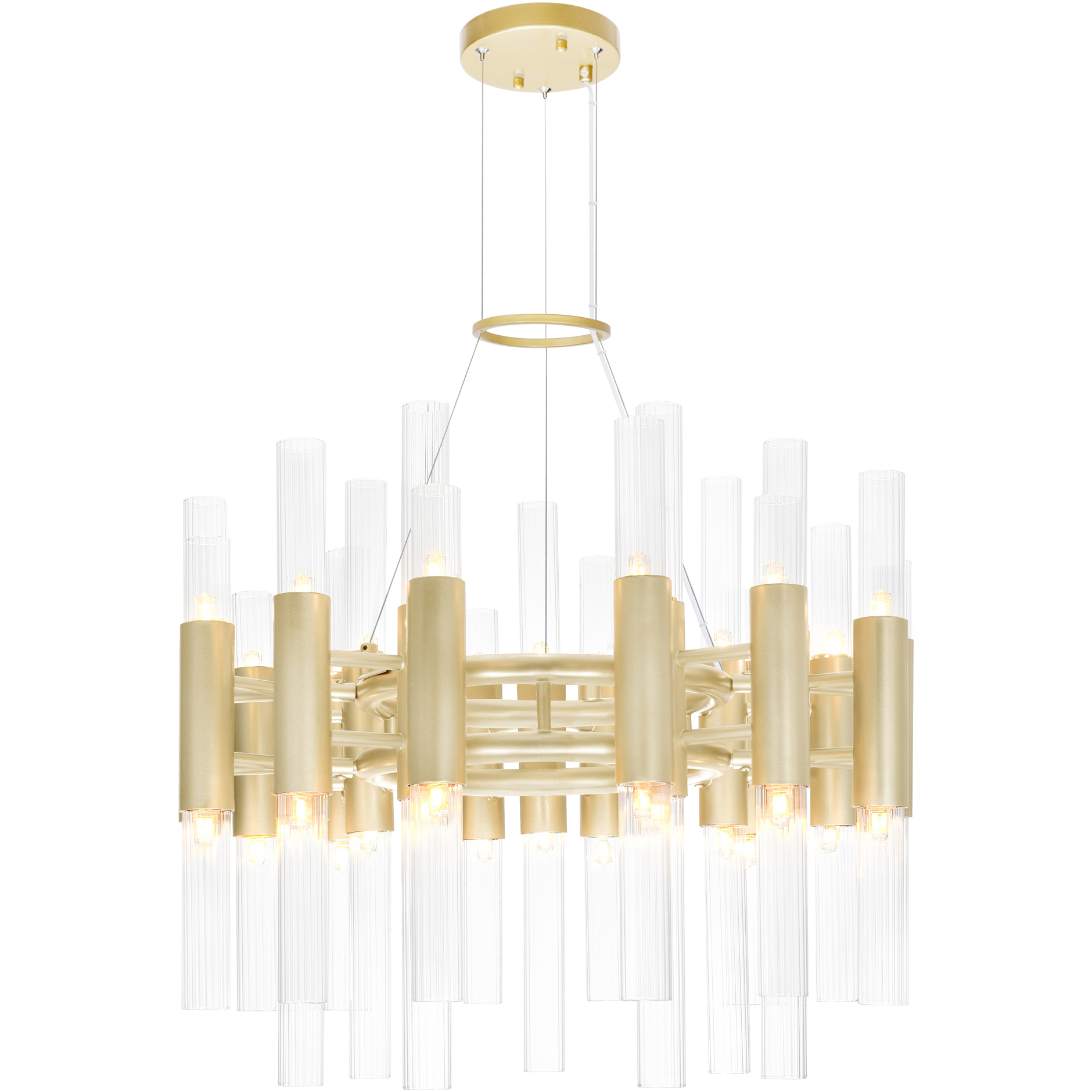 Orgue 42 Light 20 inch Satin Gold Down Chandelier Ceiling Light