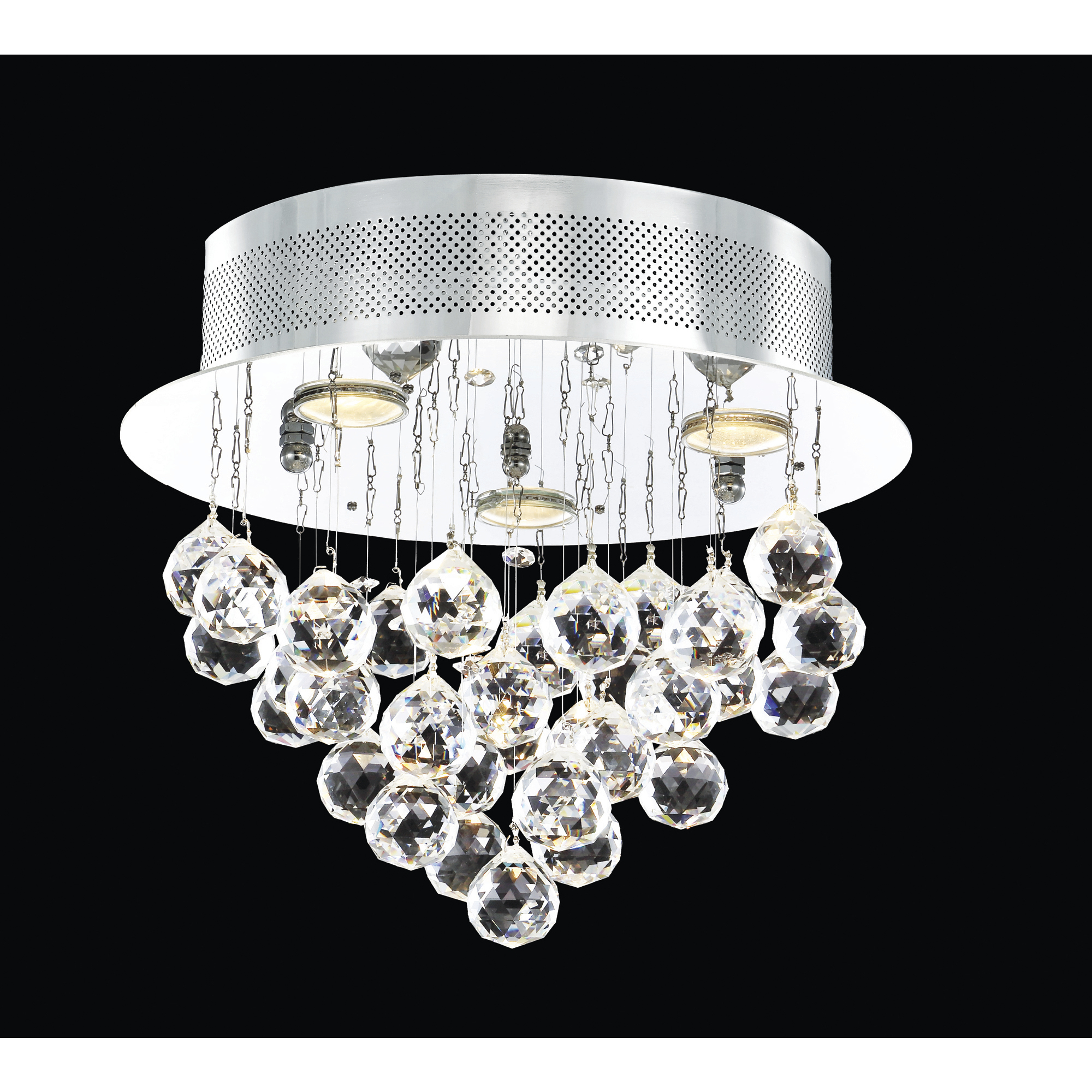 Crystal Rain 3 Light 14 inch Silver Flush Mount Ceiling Light