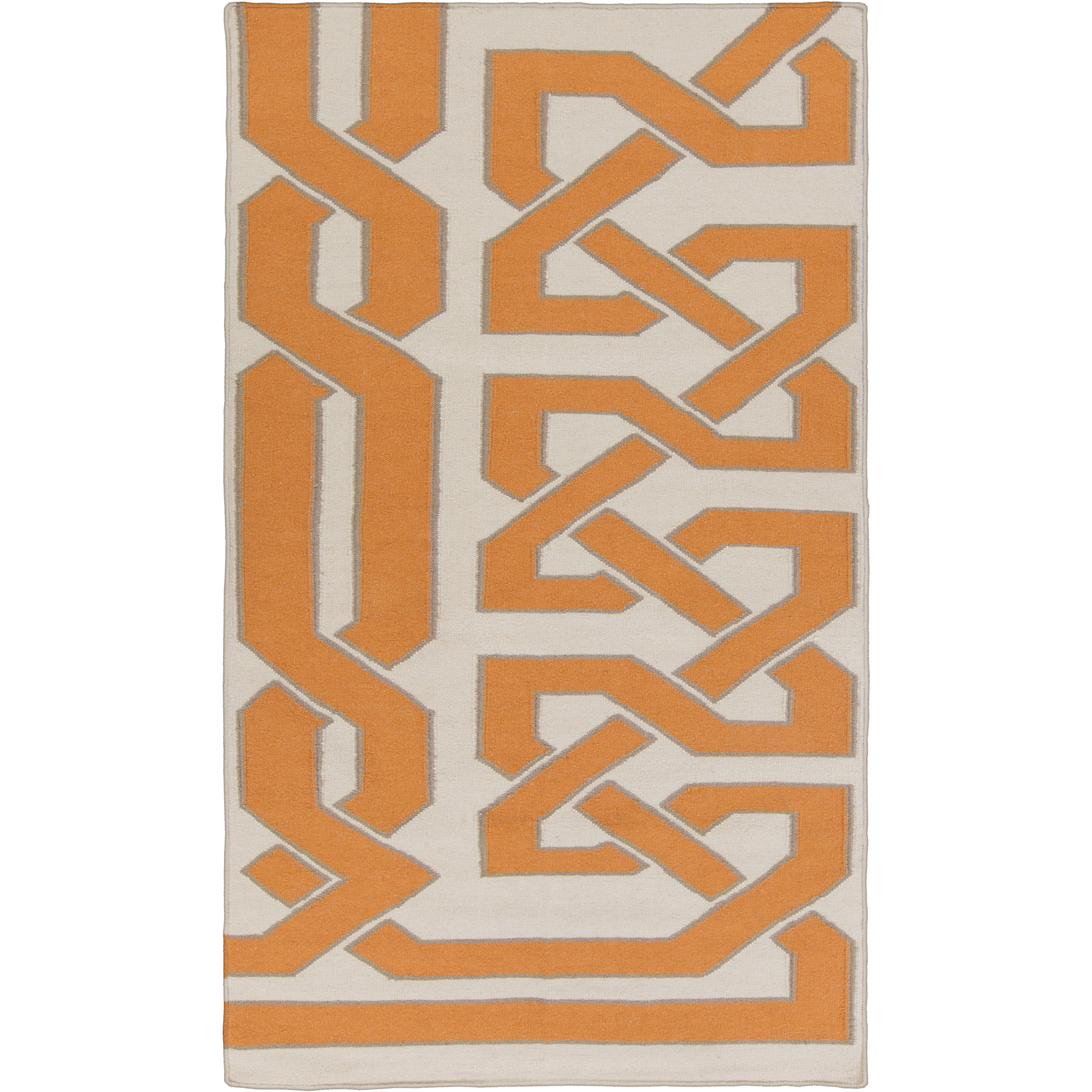 Alameda 36 X 24 inch Bright Orange, Khaki, Taupe Rug
