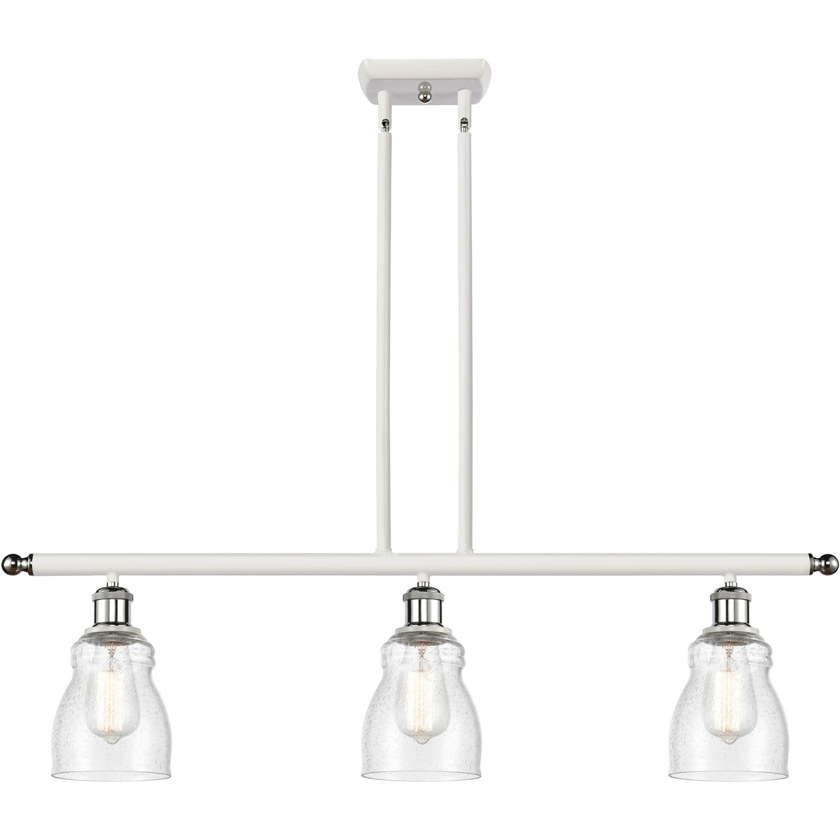 Ballston Ellery 3 Light 36 inch White and Polished Chrome Island Light Ceiling Light in Seedy Glass, Ballston