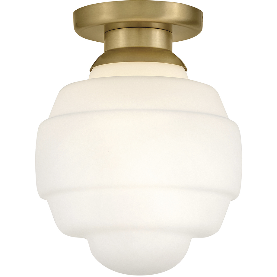 Penny 1 Light 12 inch Lacquered Brass Flush Mount Ceiling Light, Small