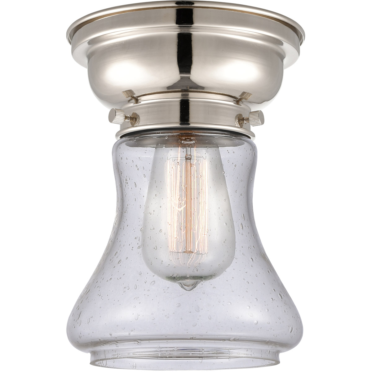 Aditi Bellmont LED 6 inch Polished Nickel Flush Mount Ceiling Light in Seedy Glass, Aditi