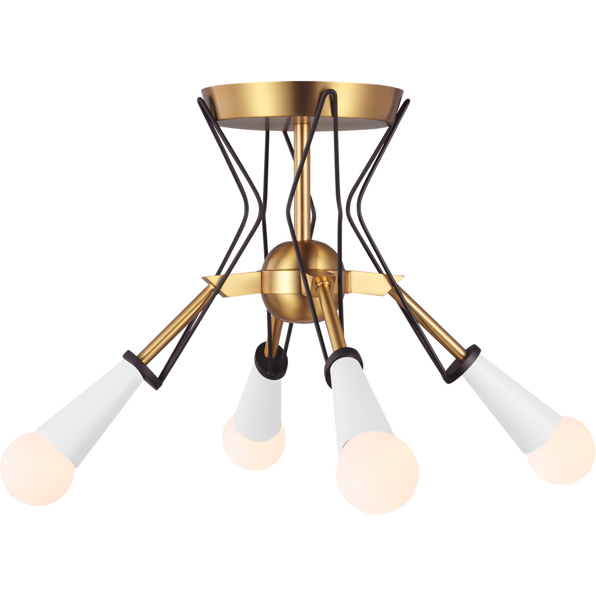 ED Ellen DeGeneres Piro 4 Light 14.75 inch Burnished Brass Flush Mount Ceiling Light