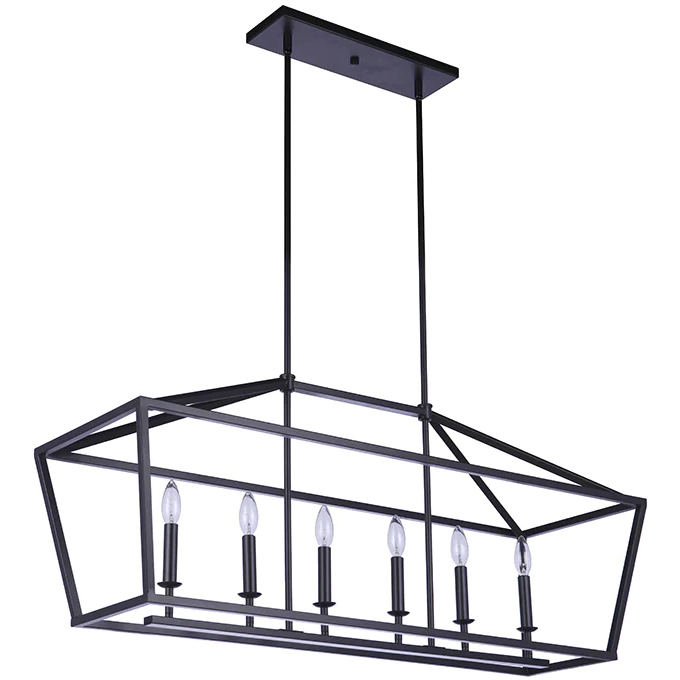 Spencer 6 Light 42 inch Black Linear Chandelier Ceiling Light