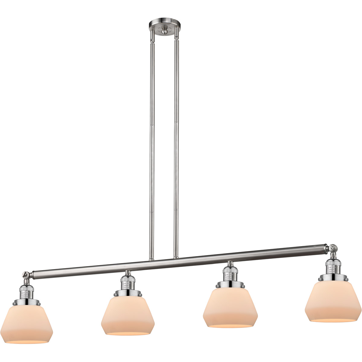 Franklin Restoration Fulton LED 51.38 inch Brushed Satin Nickel Island Light Ceiling Light in Matte White Glass, Franklin Restoration