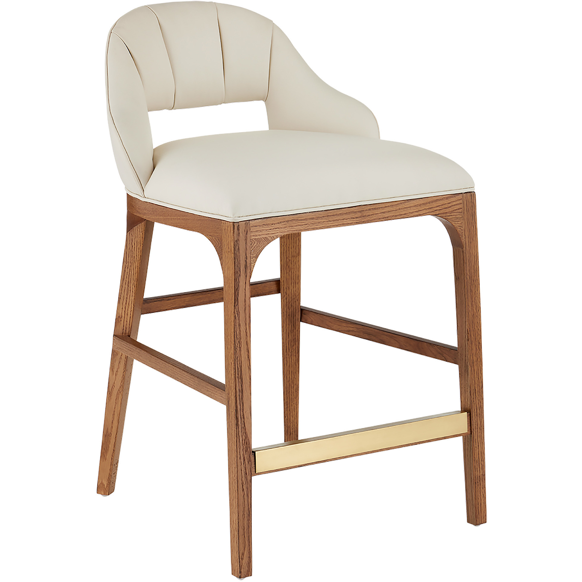 Inga 34 inch Morel Brown and Brushed Brass and Endurance Sand Counter Stool