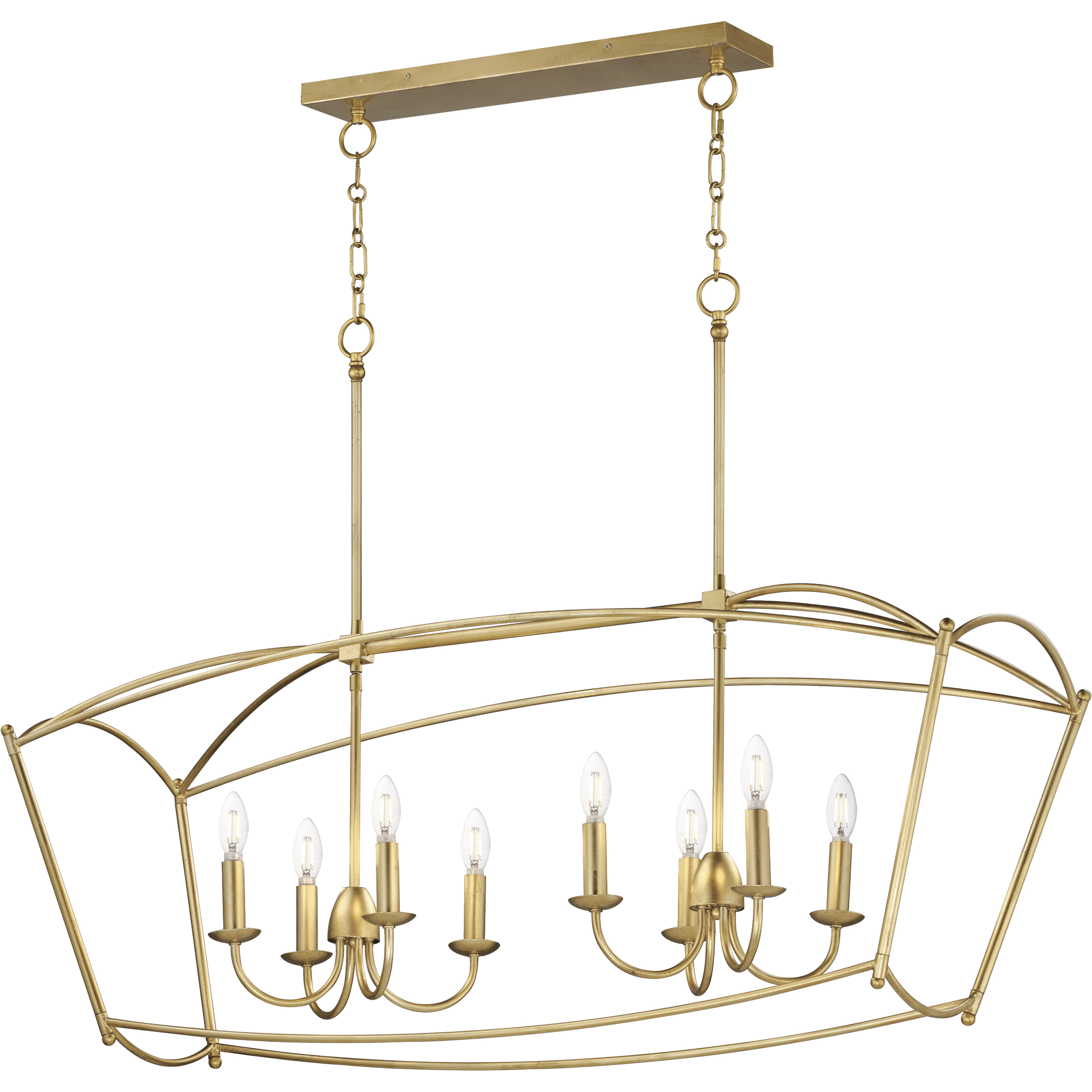 Plumette 8 Light 48 inch Gold Leaf Linear Pendant Ceiling Light