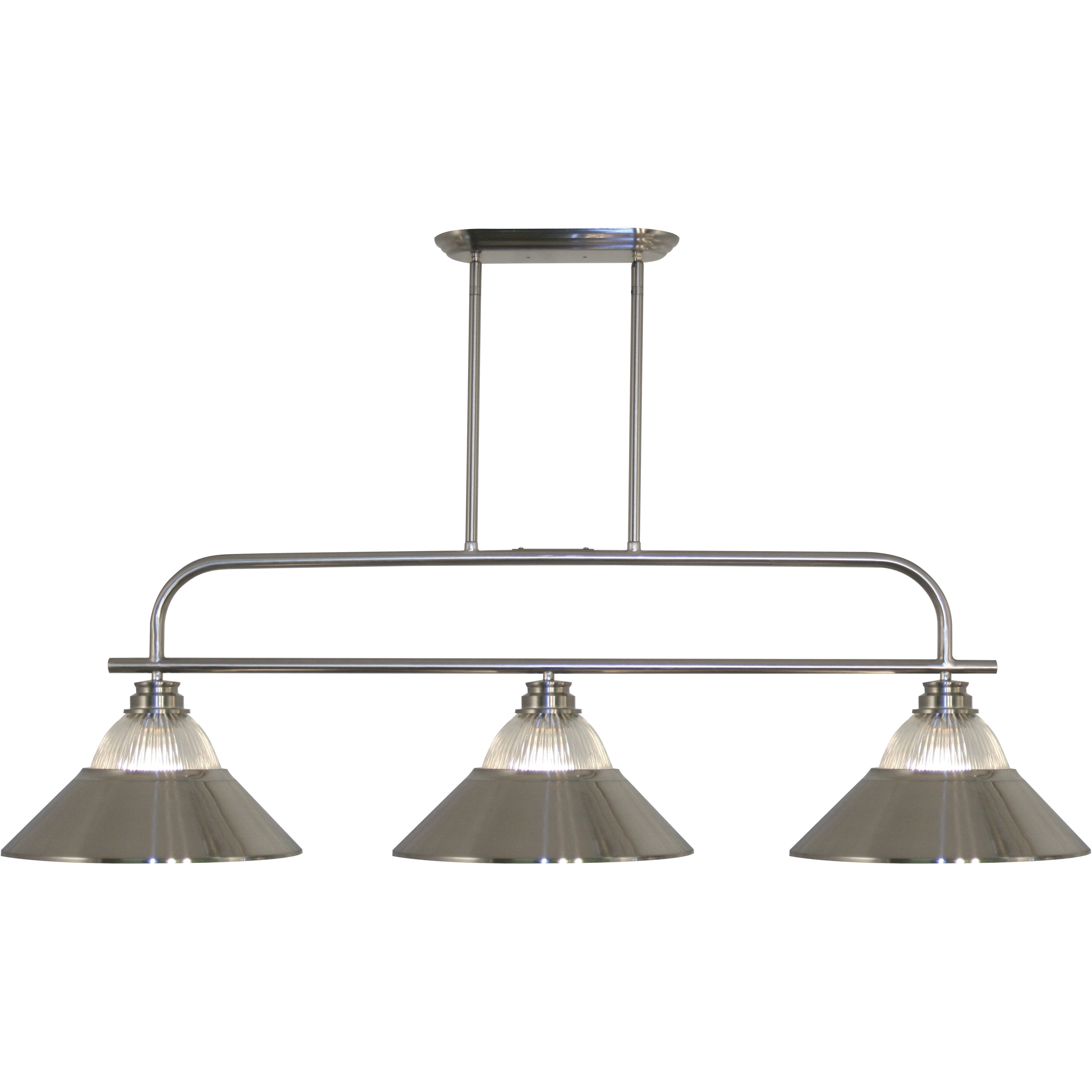 Annora 3 Light 52 inch Brushed Nickel Billiard Ceiling Light in 14.39, Clear Ribbed and Brushed Nickel Glass and Steel