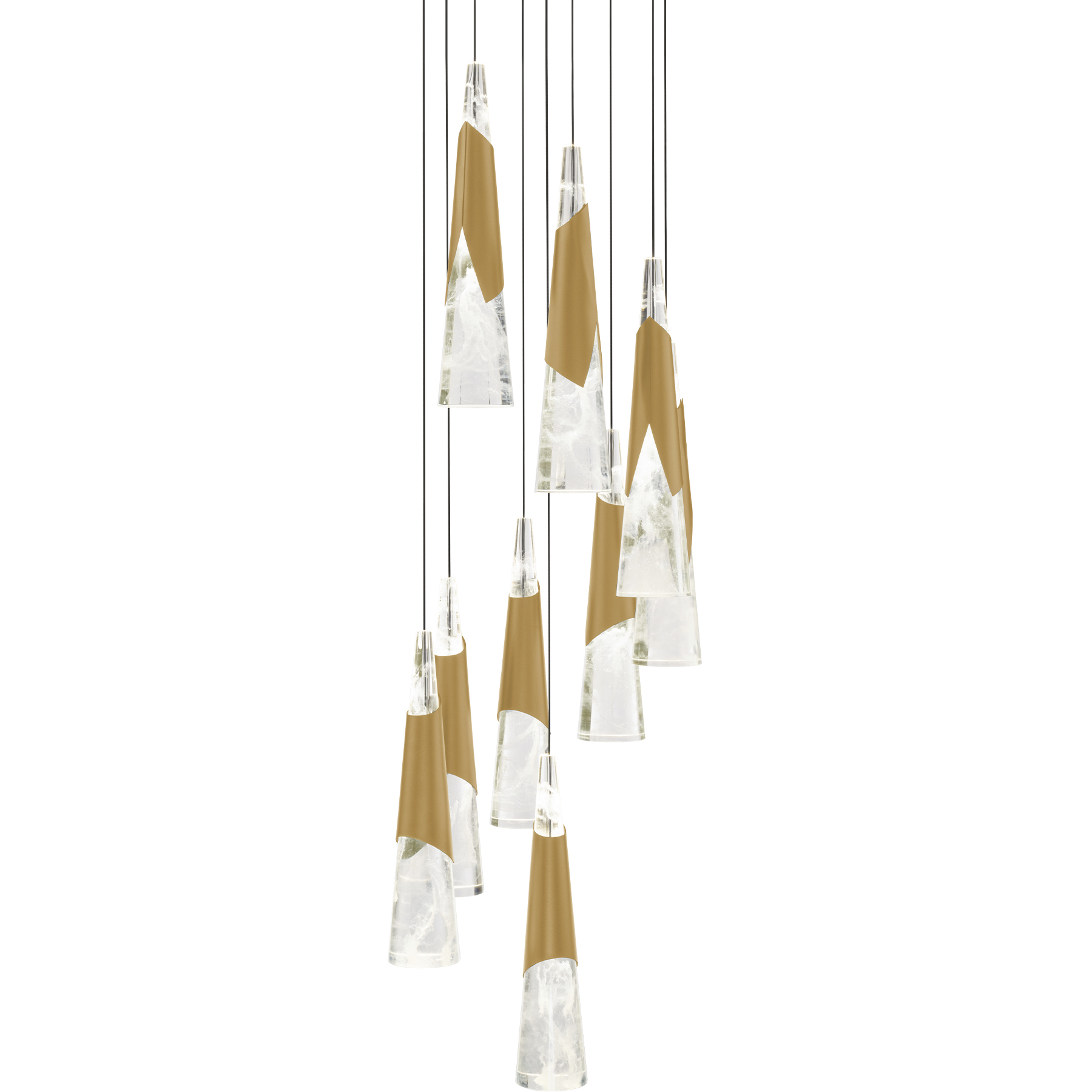 Kilt 9 Light 17 inch Aged Brass Multi-Light Pendant Ceiling Light