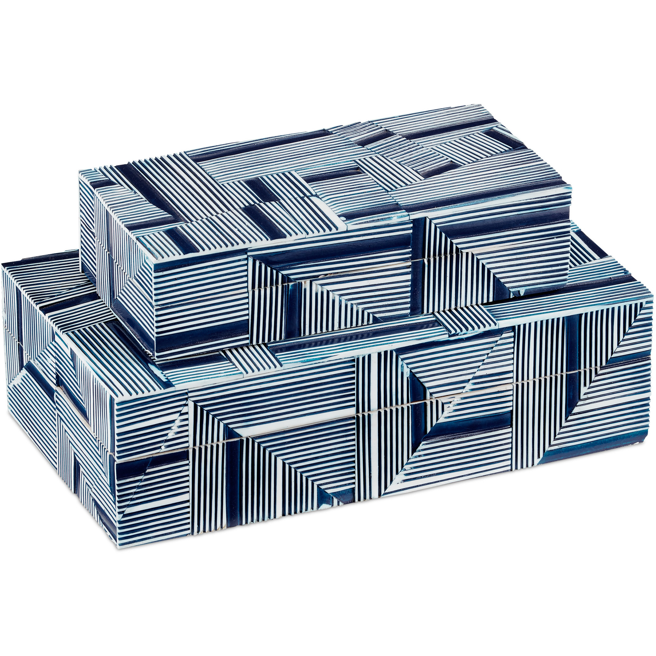 Cade 8 inch Blue and White Boxes, Set of 2