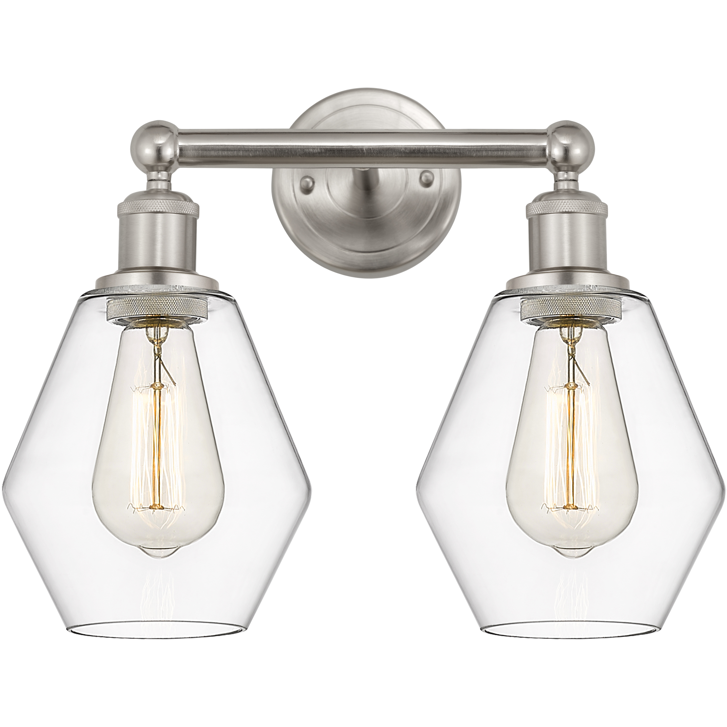 Edison Cindyrella 2 Light 15 inch Brushed Satin Nickel Bath Vanity Light Wall Light in Clear Glass