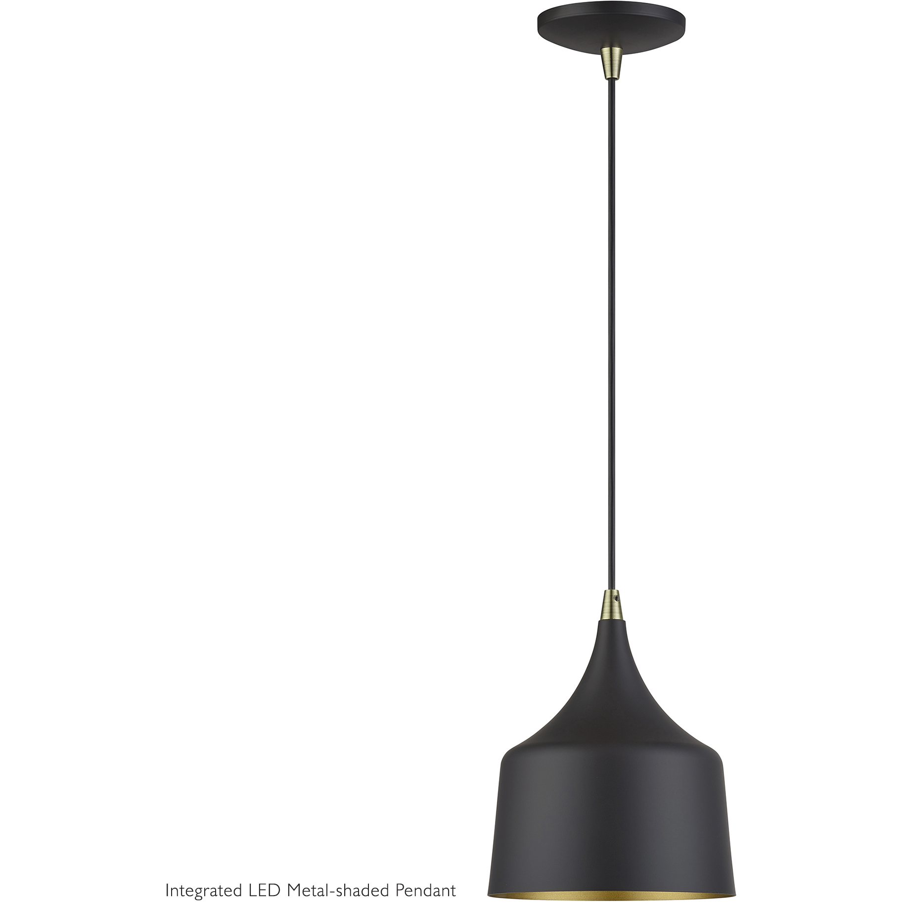Bolita 8 inch Bronze with Antique Brass Accents LED Pendant Ceiling Light