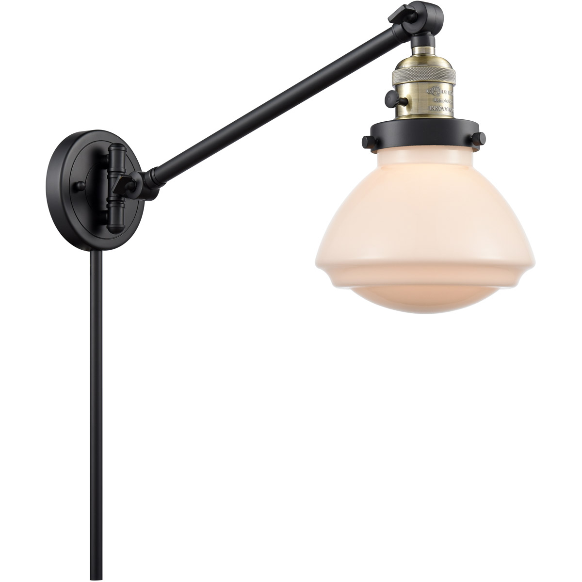 Olean 18 inch 60.00 watt Black Antique Brass Swing Arm Wall Light, Franklin Restoration