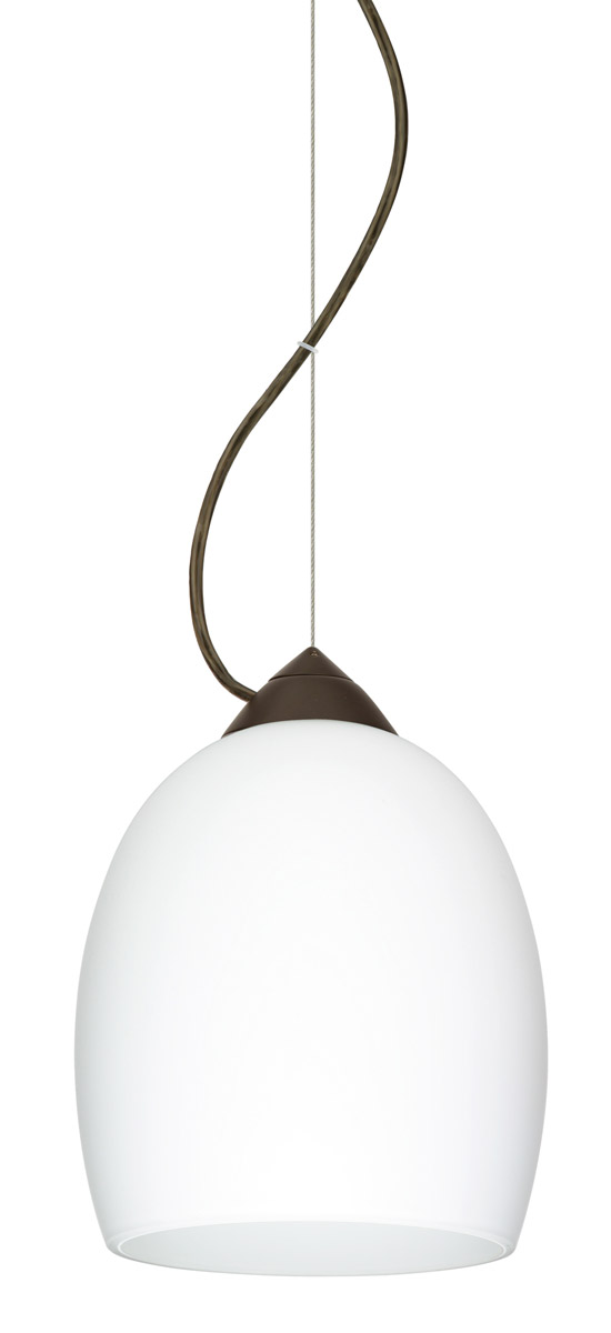Lucia LED Bronze Pendant Ceiling Light in Opal Matte Glass