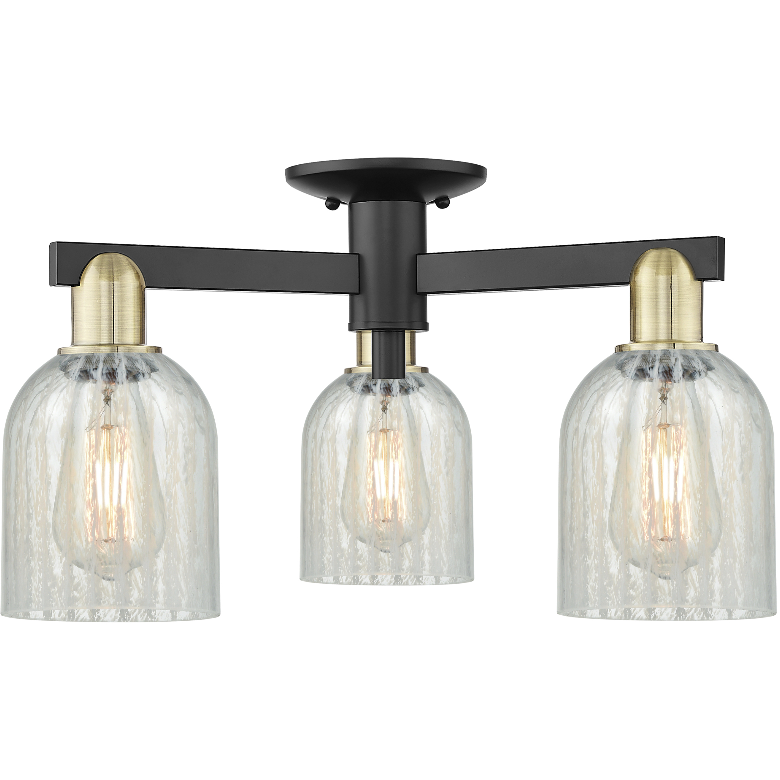 Arcadia Caledonia 3 Light 23 inch Black Antique Brass Semi-Flush Mount Ceiling Light