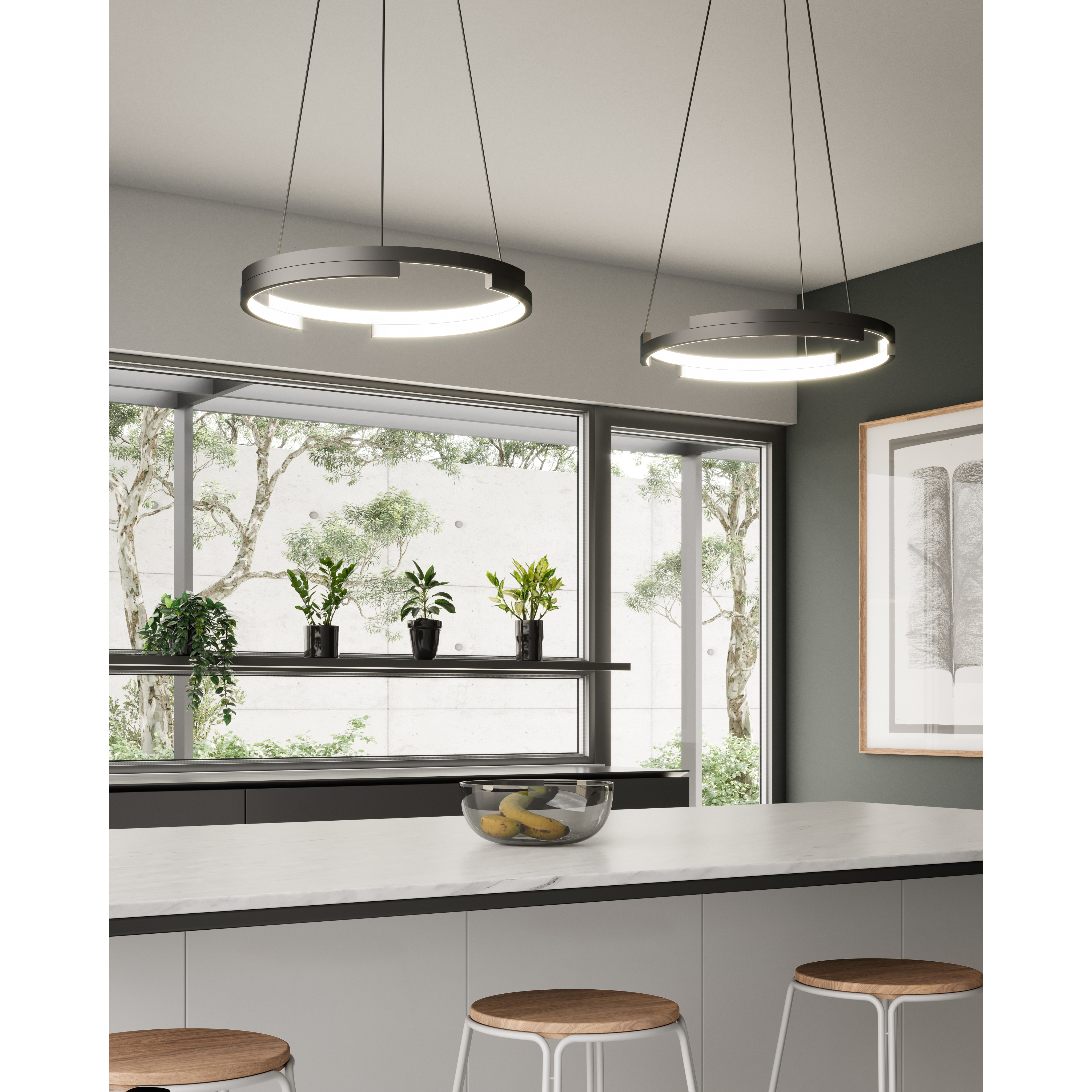 Anello Minor LED 19 inch Black Pendant Ceiling Light in 120-volt