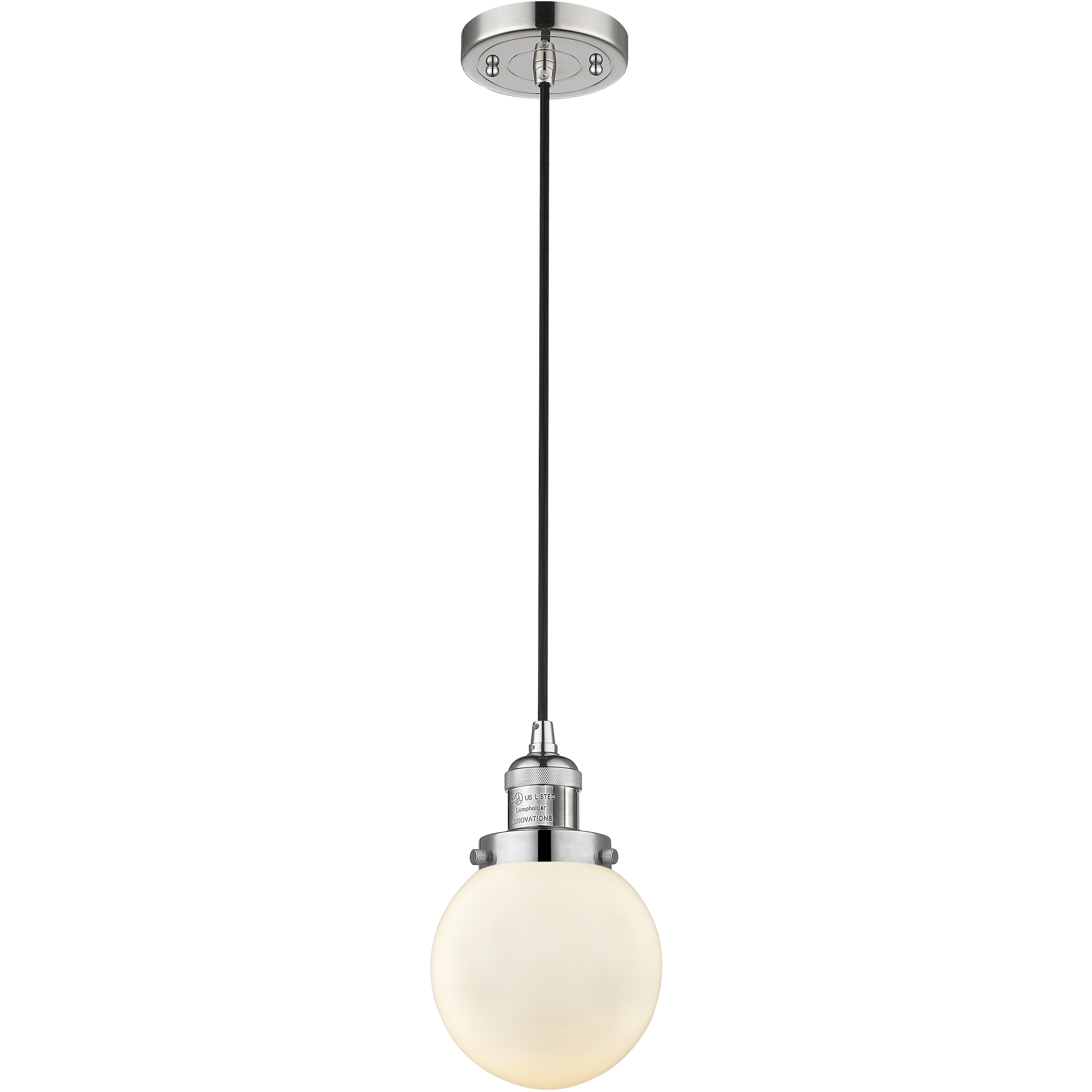 Franklin Restoration Beacon 1 Light 6 inch Polished Nickel Mini Pendant Ceiling Light in Incandescent, Matte White, Franklin Restoration