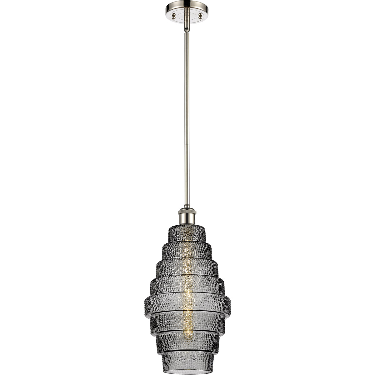 Ballston Cascade LED 8.25 inch Polished Nickel Mini Pendant Ceiling Light in Plated Smoke Glass