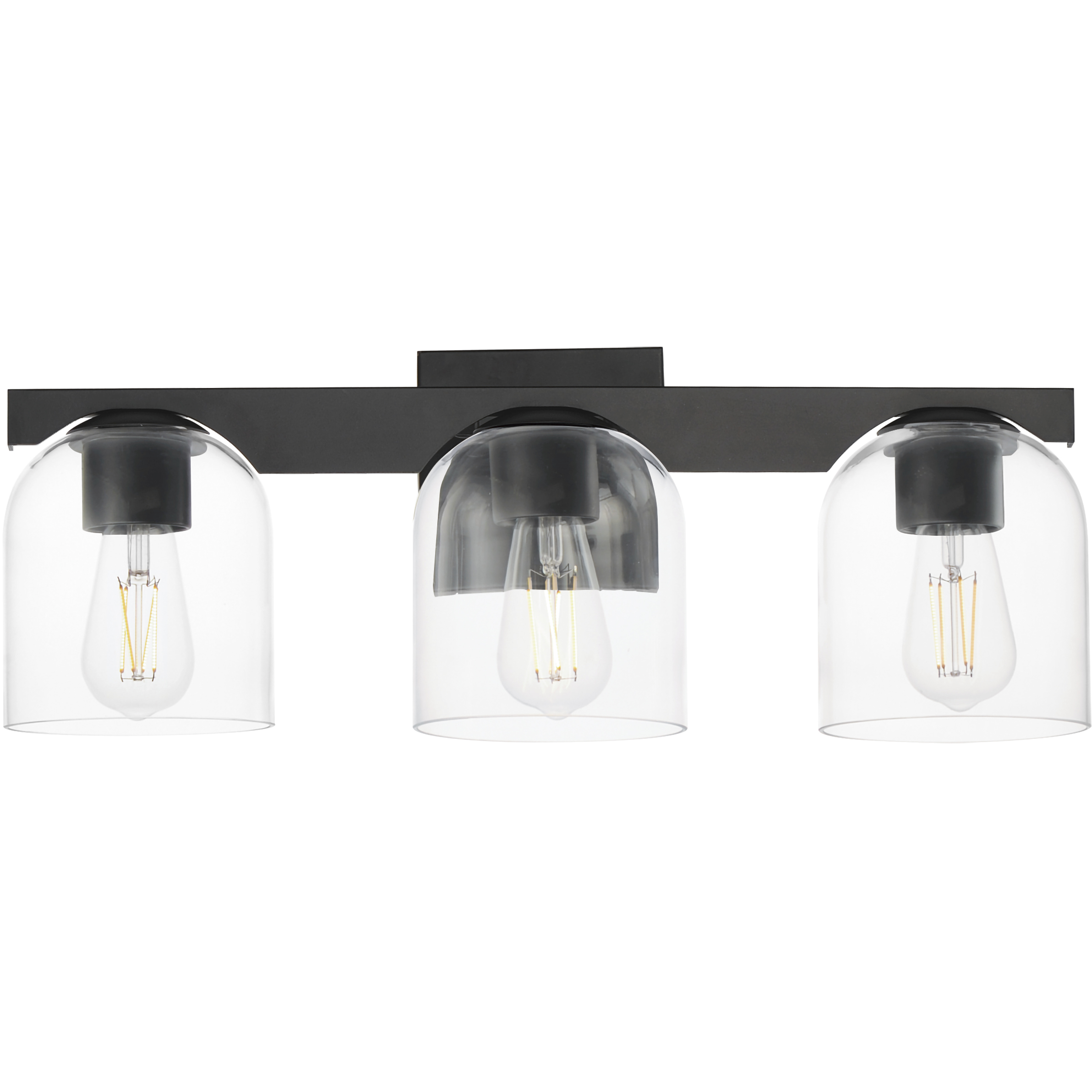 Scoop 3 Light 21.5 inch Black Bath Vanity Wall Light in Clear