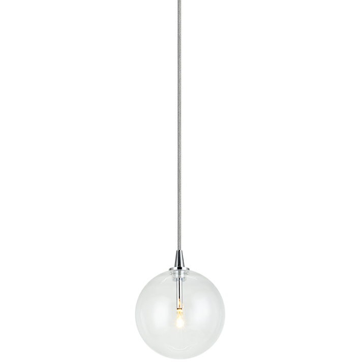 Bolha 1 Light 5.88 inch Chrome Pendant Ceiling Light in Chrome and Clear