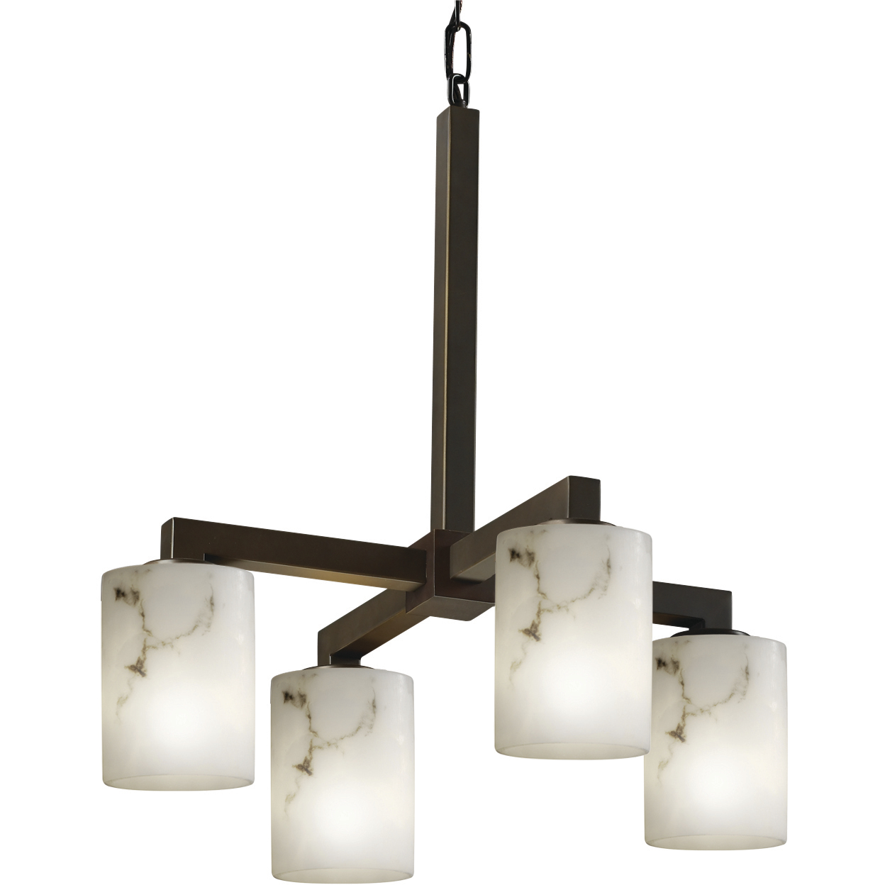 LumenAria 4 Light 21 inch Dark Bronze Chandelier Ceiling Light in Cylinder with Flat Rim, Incandescent, Cylinder