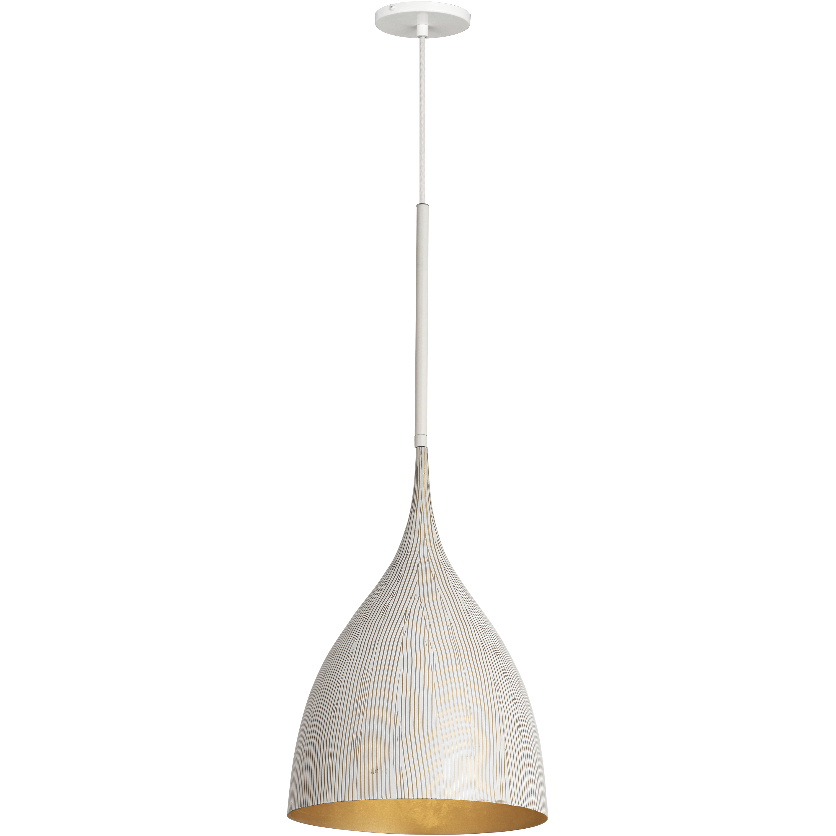 Fleur 1 Light 12.5 inch White and Gold Single Pendant Ceiling Light