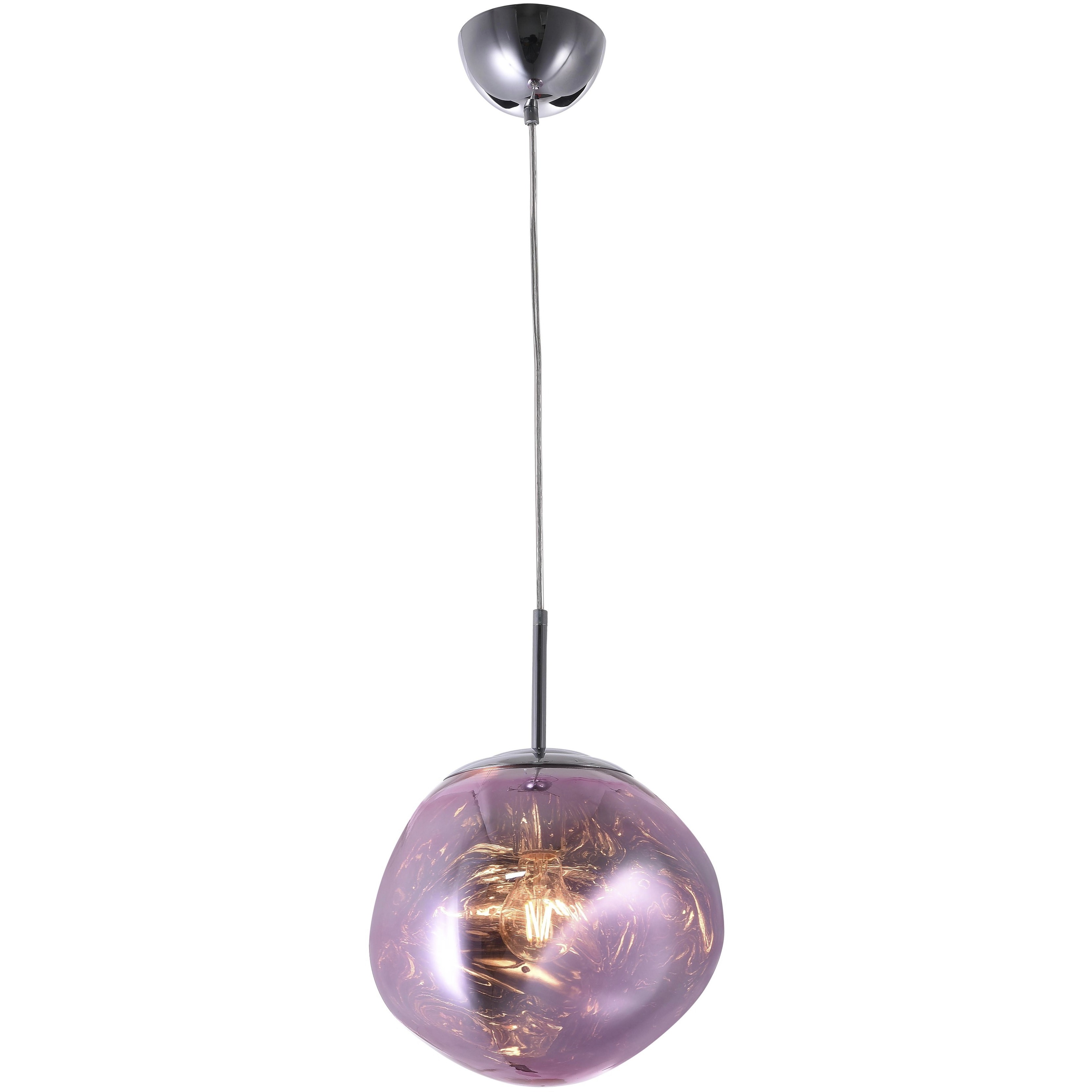 Canada 1 Light 11 inch Chrome Pendant Ceiling Light in Pink