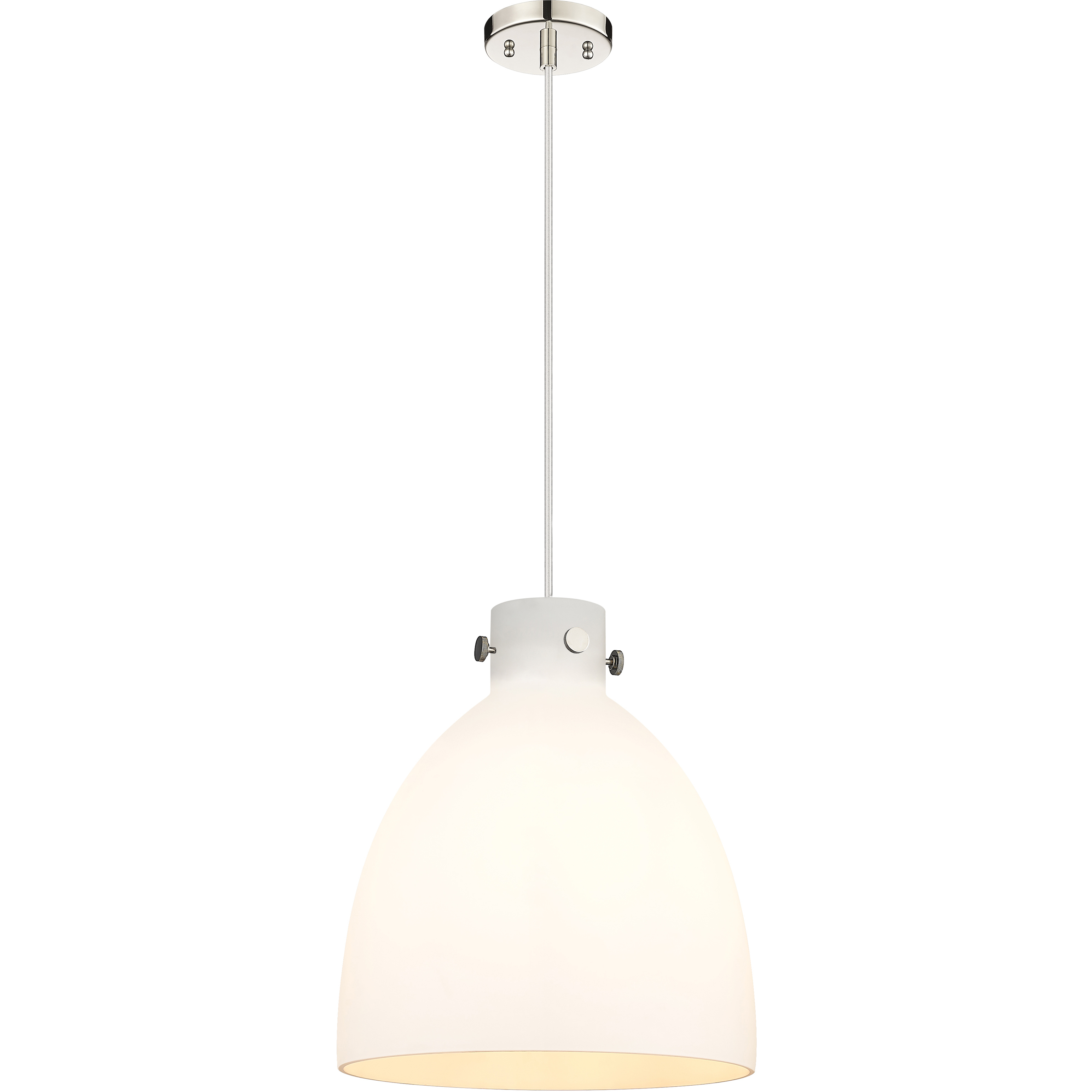 Newton Bell 1 Light 14 inch Polished Nickel Pendant Ceiling Light in Matte White Glass