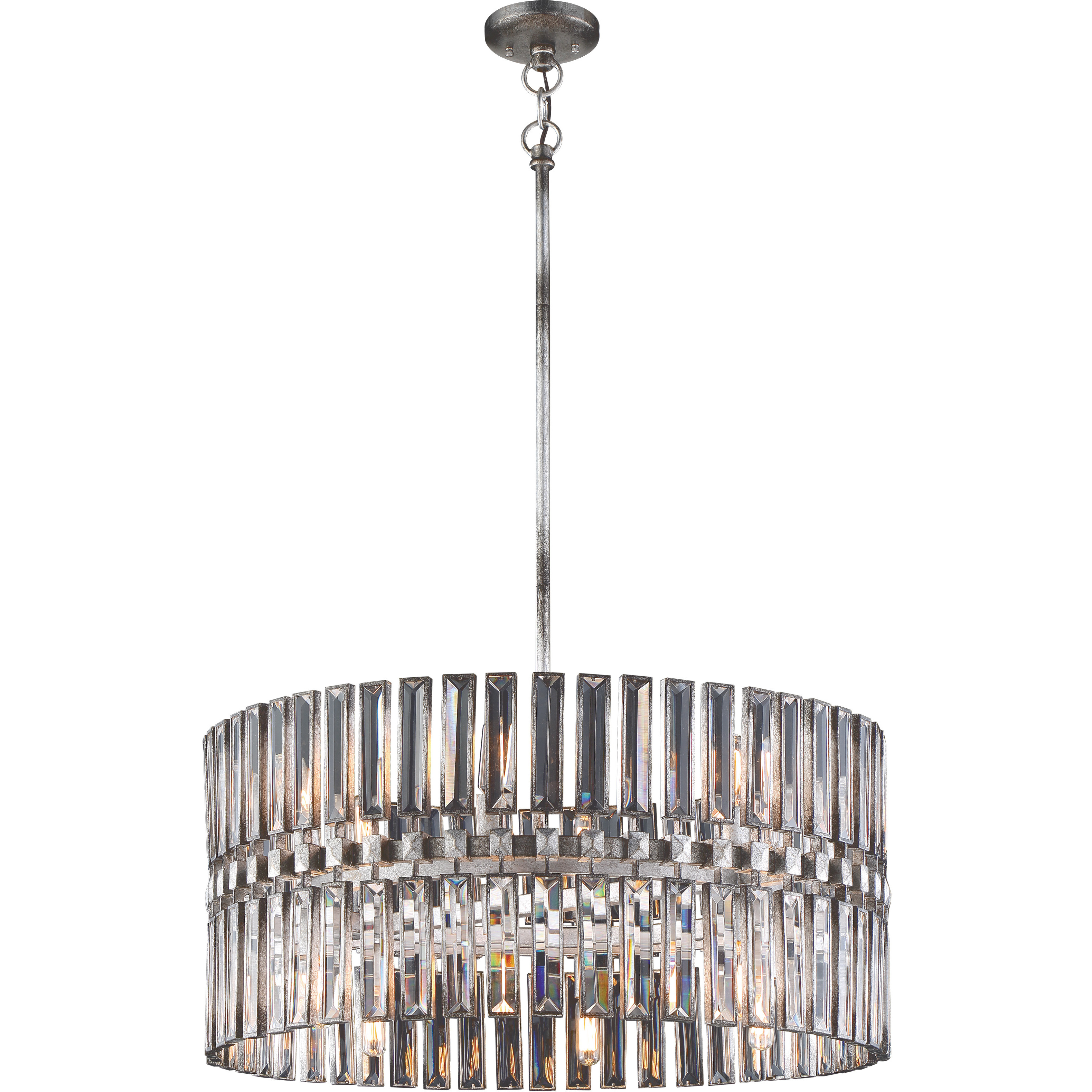 Belle Aurore 12 Light 26.25 inch Shadow Silver Leaf Pendant Ceiling Light