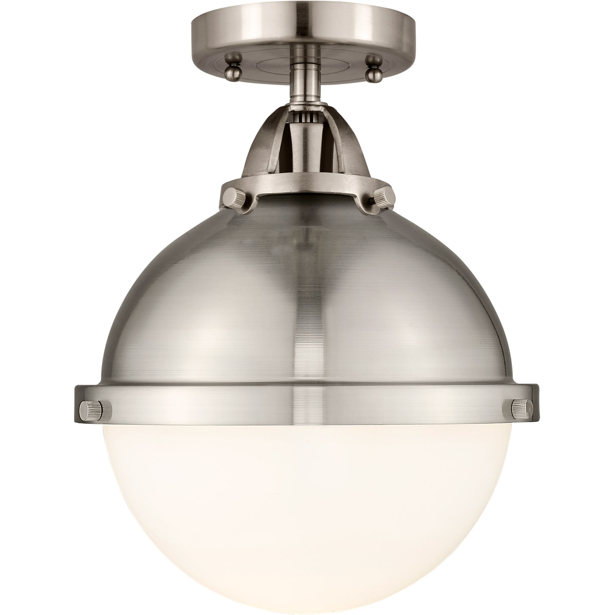 Nouveau 2 Hampden LED 9 inch Brushed Brass Semi-Flush Mount Ceiling Light in Clear Glass
