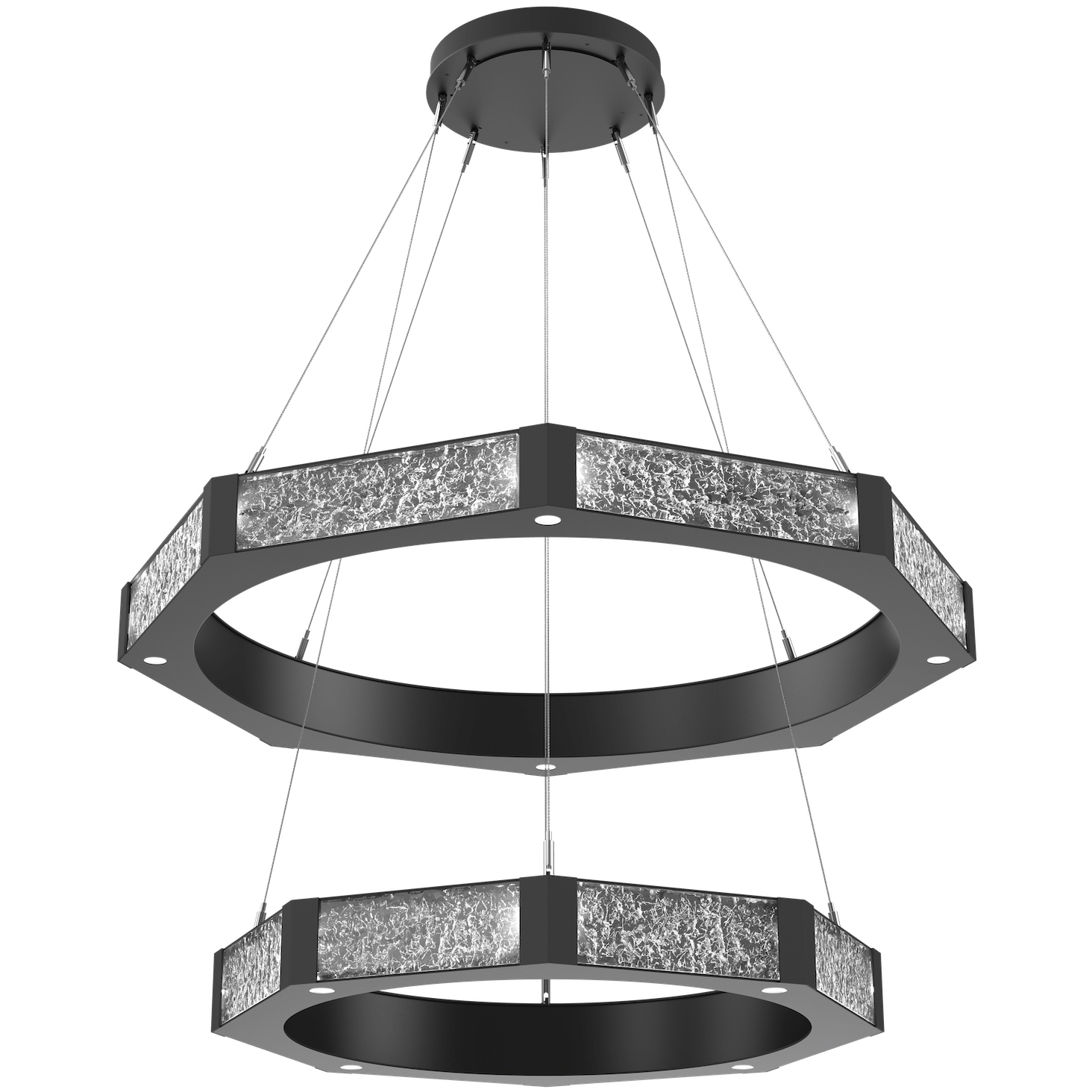 Glacier LED 32.1 inch Matte Black Chandelier Ceiling Light, Double Tier