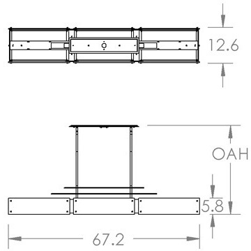 Urban Loft LED Beige Silver Linear Pendant Ceiling Light in 3000K LED, Metallic Beige Silver, Smoke Granite, Parallel